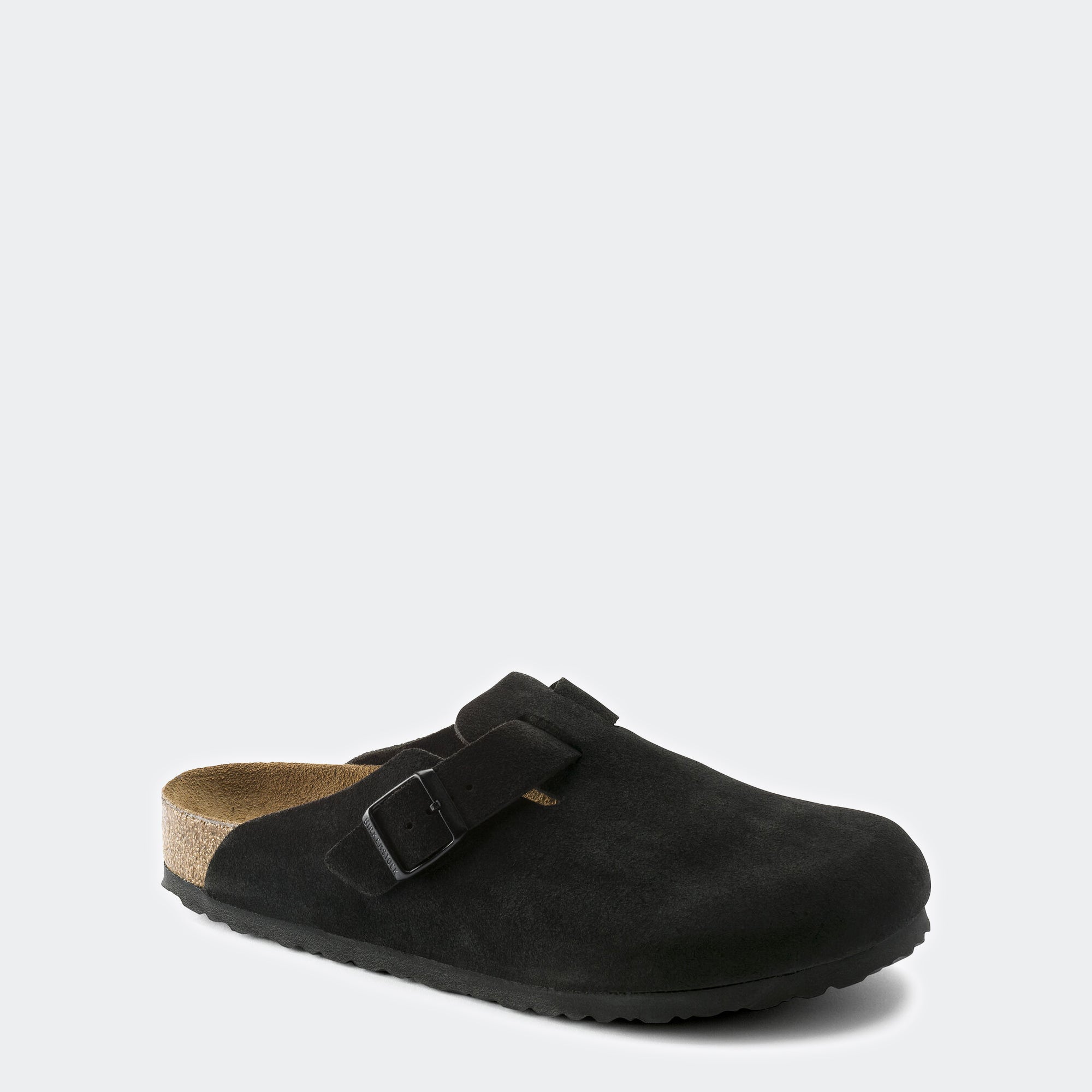 Men's BIRKENSTOCK Boston Soft Footbed Suede Leather Black