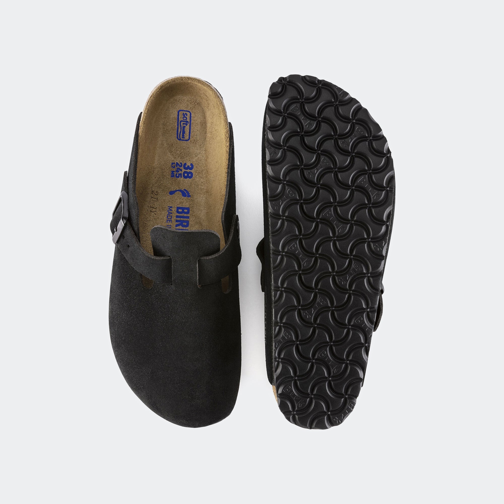 Men's BIRKENSTOCK Boston Soft Footbed Suede Leather Black