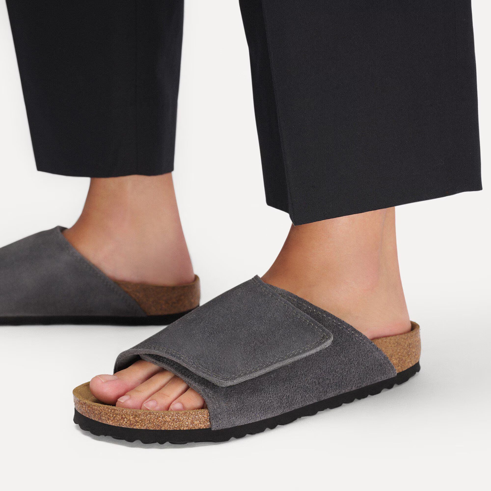 Men's BIRKENSTOCK Solana Suede Leather Sandal Charcoal