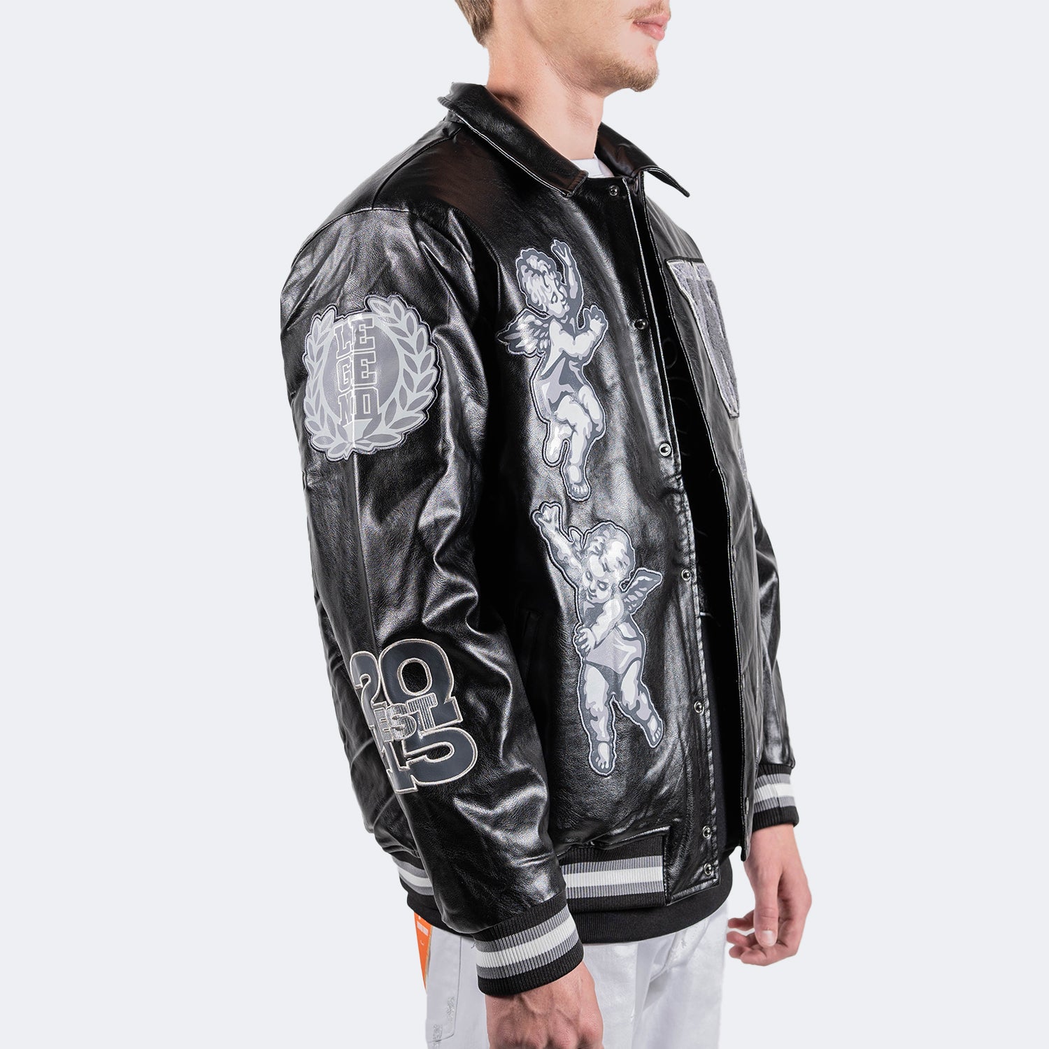 Men's TWO MILL TWENTY Angel Champ Legend Bomber Jacket Black