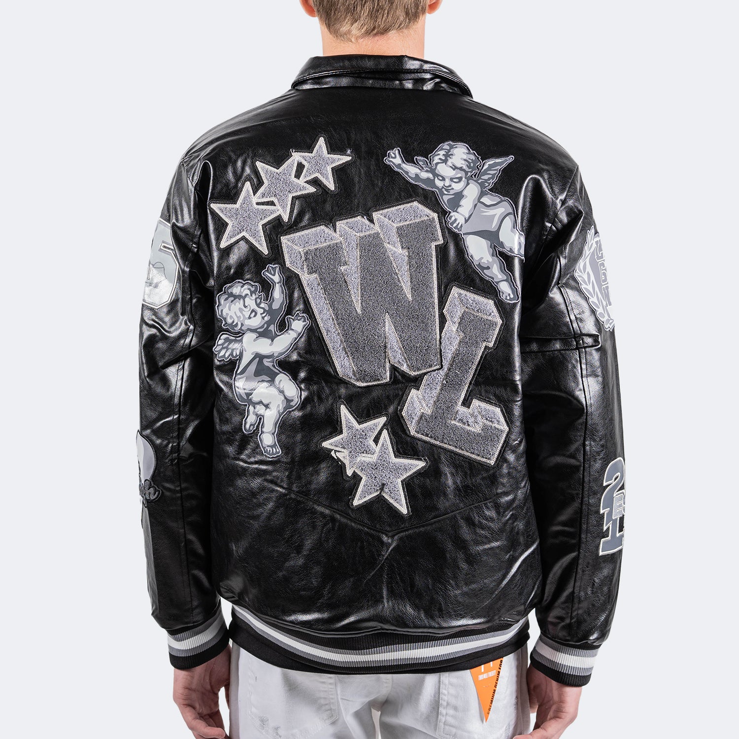 Men's TWO MILL TWENTY Angel Champ Legend Bomber Jacket Black