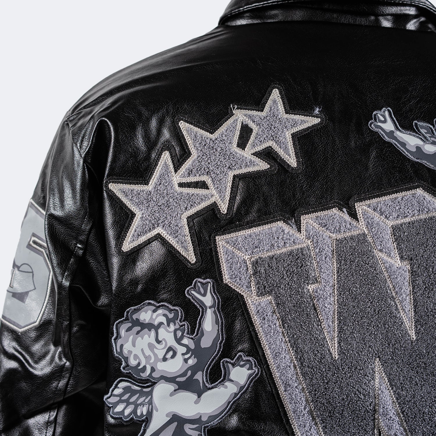 Men's TWO MILL TWENTY Angel Champ Legend Bomber Jacket Black