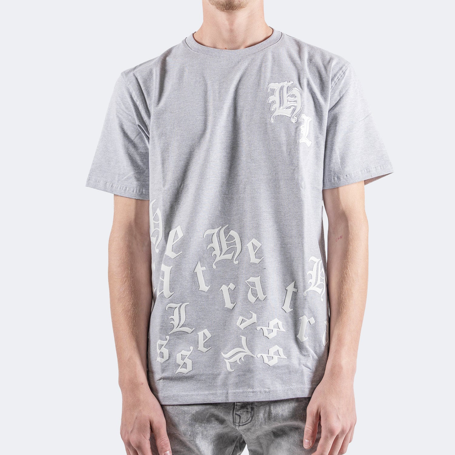 Men's TWO MILL TWENTY Gothic Letter Graphic T-Shirt Heather Grey