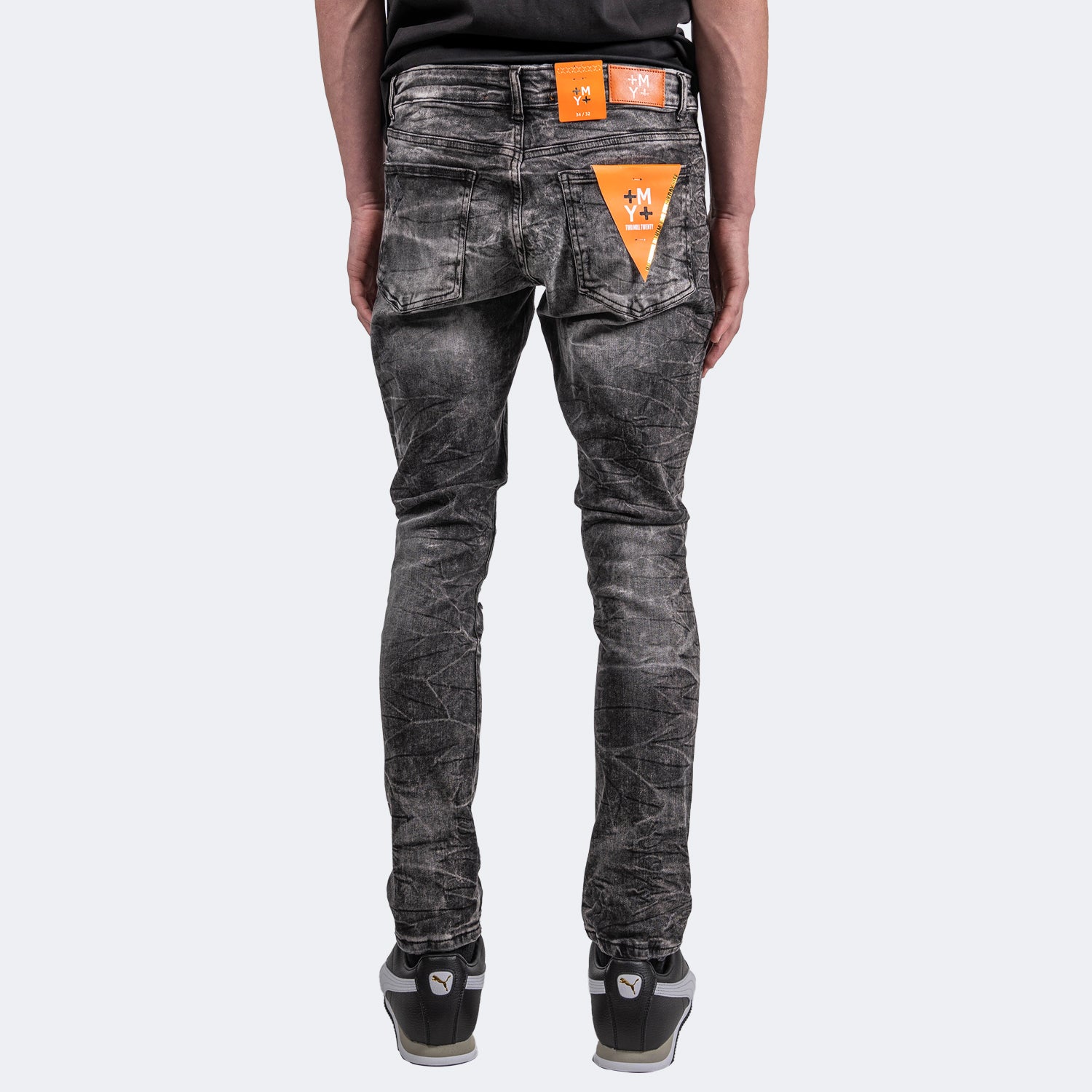 Men's TWO MILL TWENTY Aged Two-Tone Skinny Jeans Black Wash