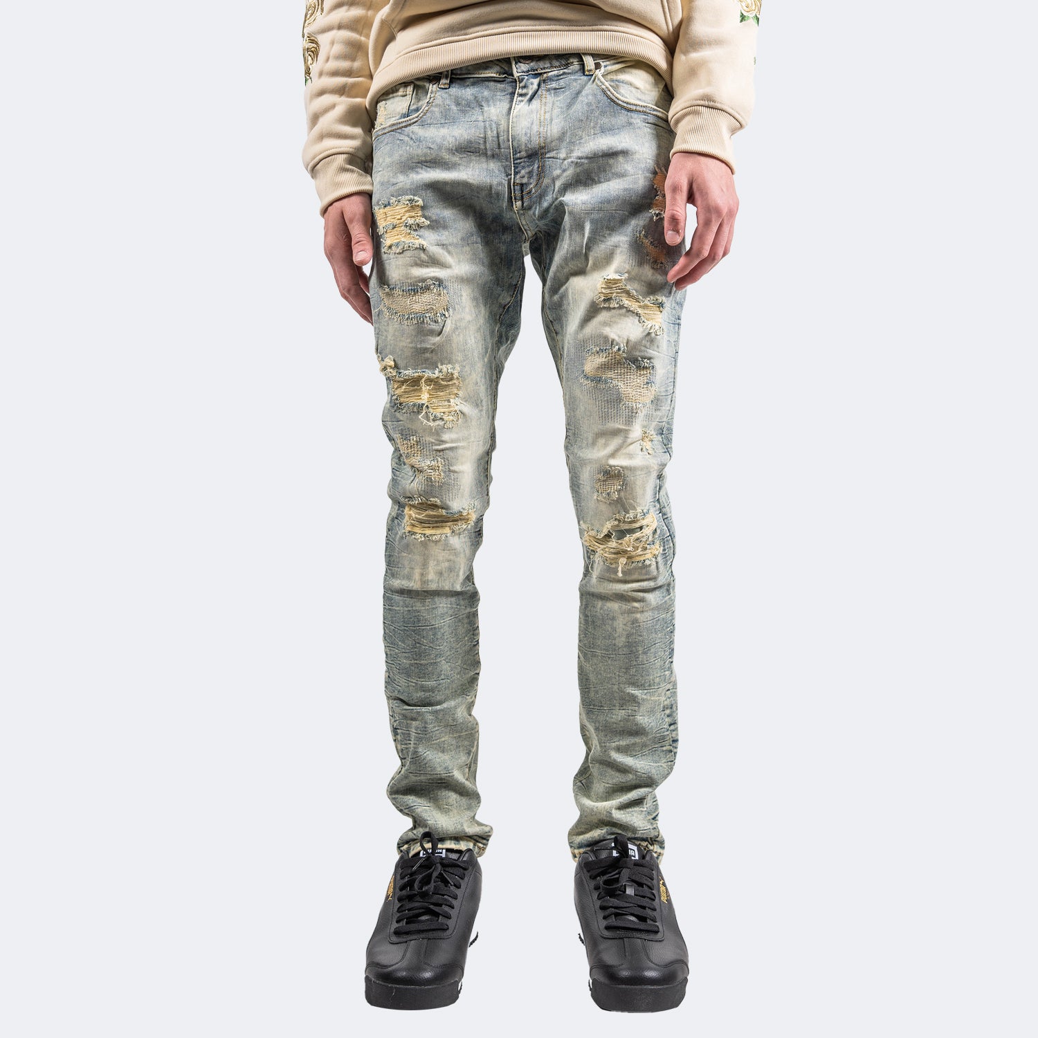 Men's TWO MILL TWENTY Aged Two-Tone Skinny Jeans Vintage Blue