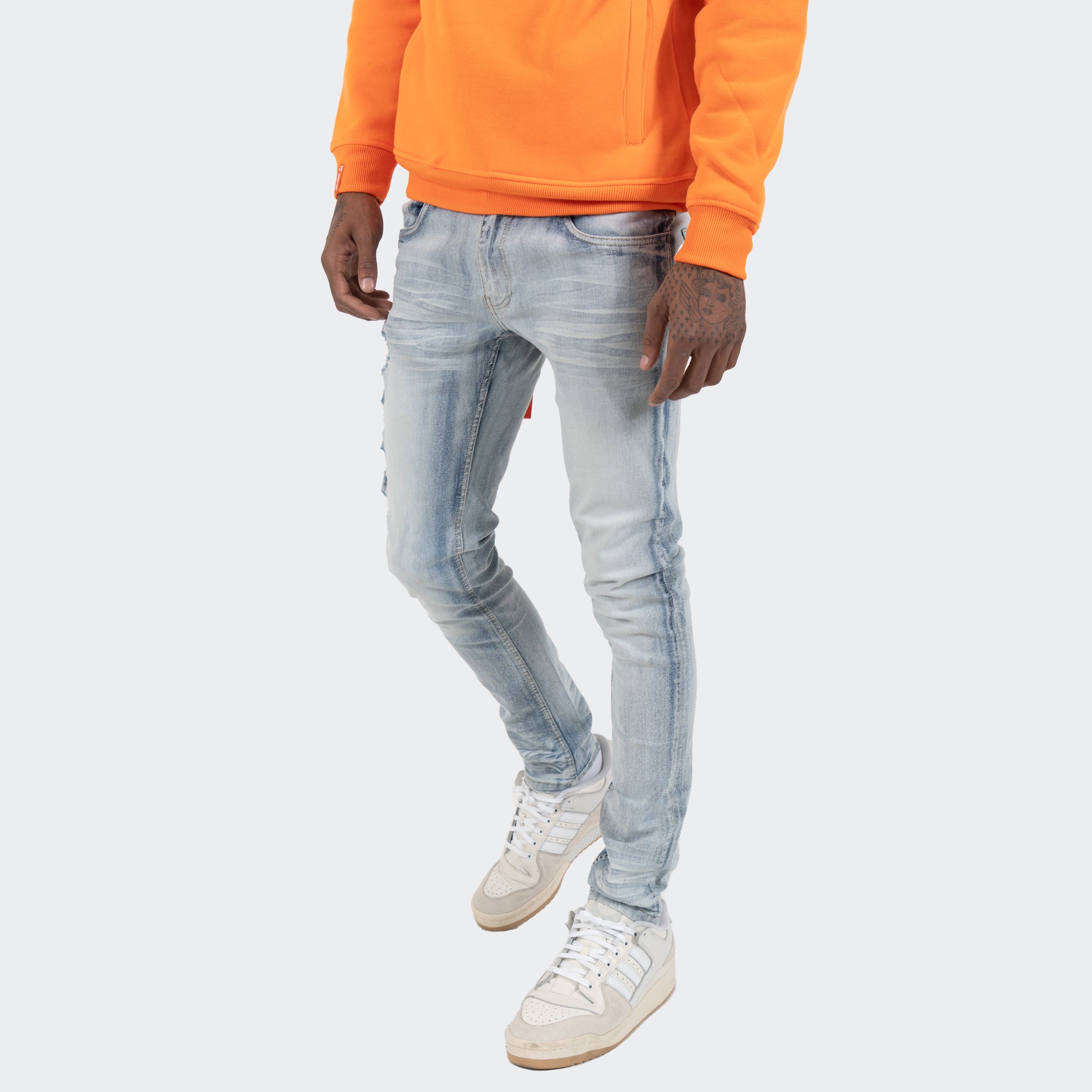 Men's TWO MILL TWENTY Augusta Distressed Skinny Jeans Light Blue Wash