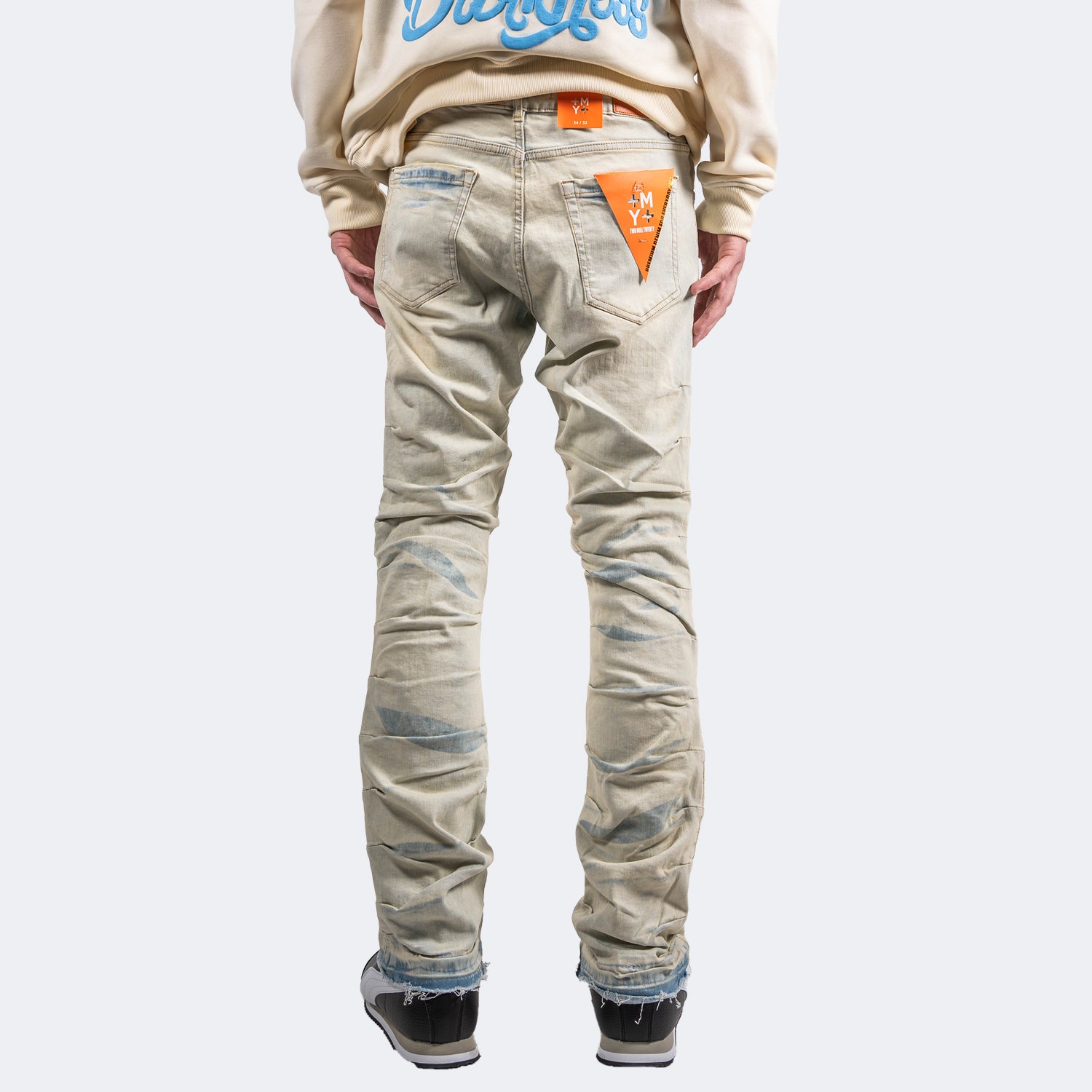 Men's TWO MILL TWENTY Distressed Pleat Leg Skinny Jeans Light Blue