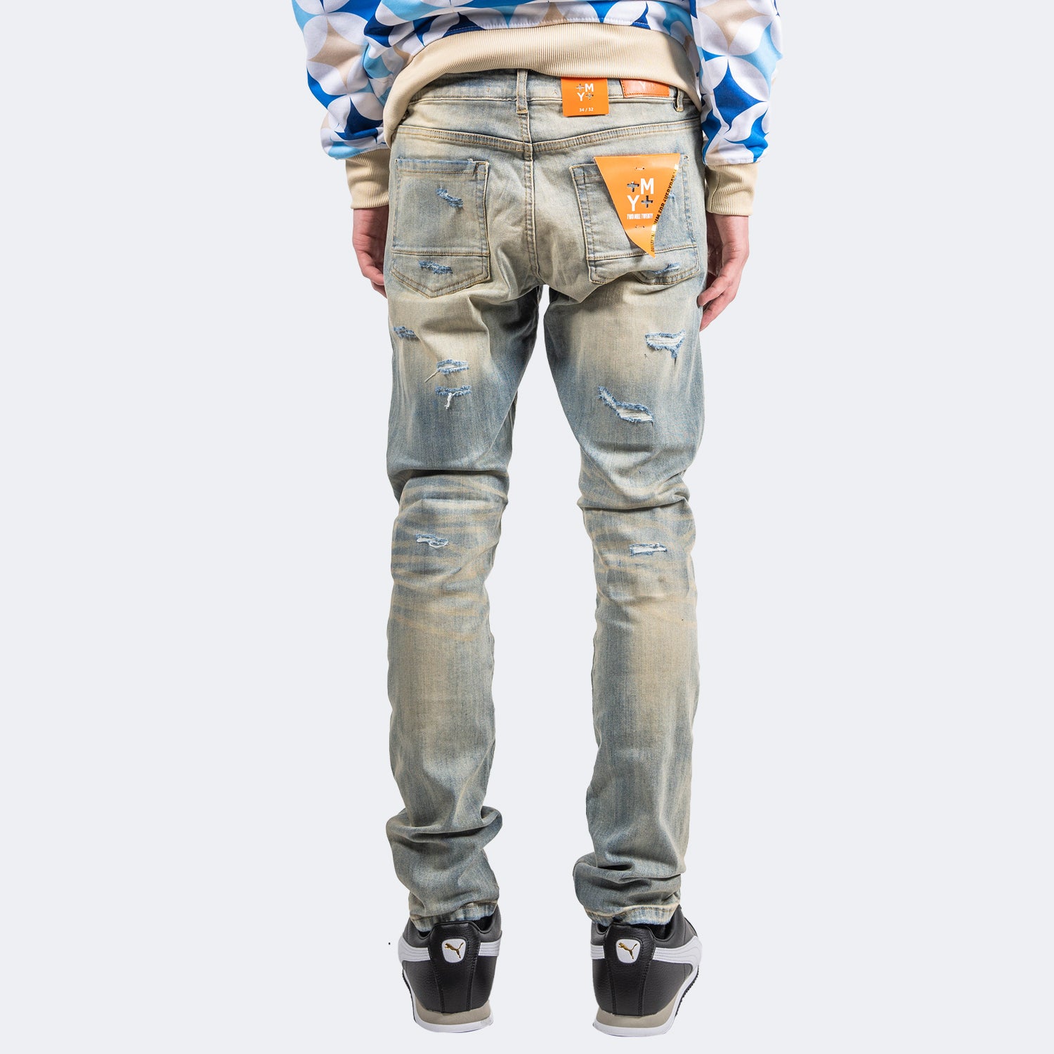 Men's TWO MILL TWENTY Distressed Skinny Jeans Light Vintage Blue