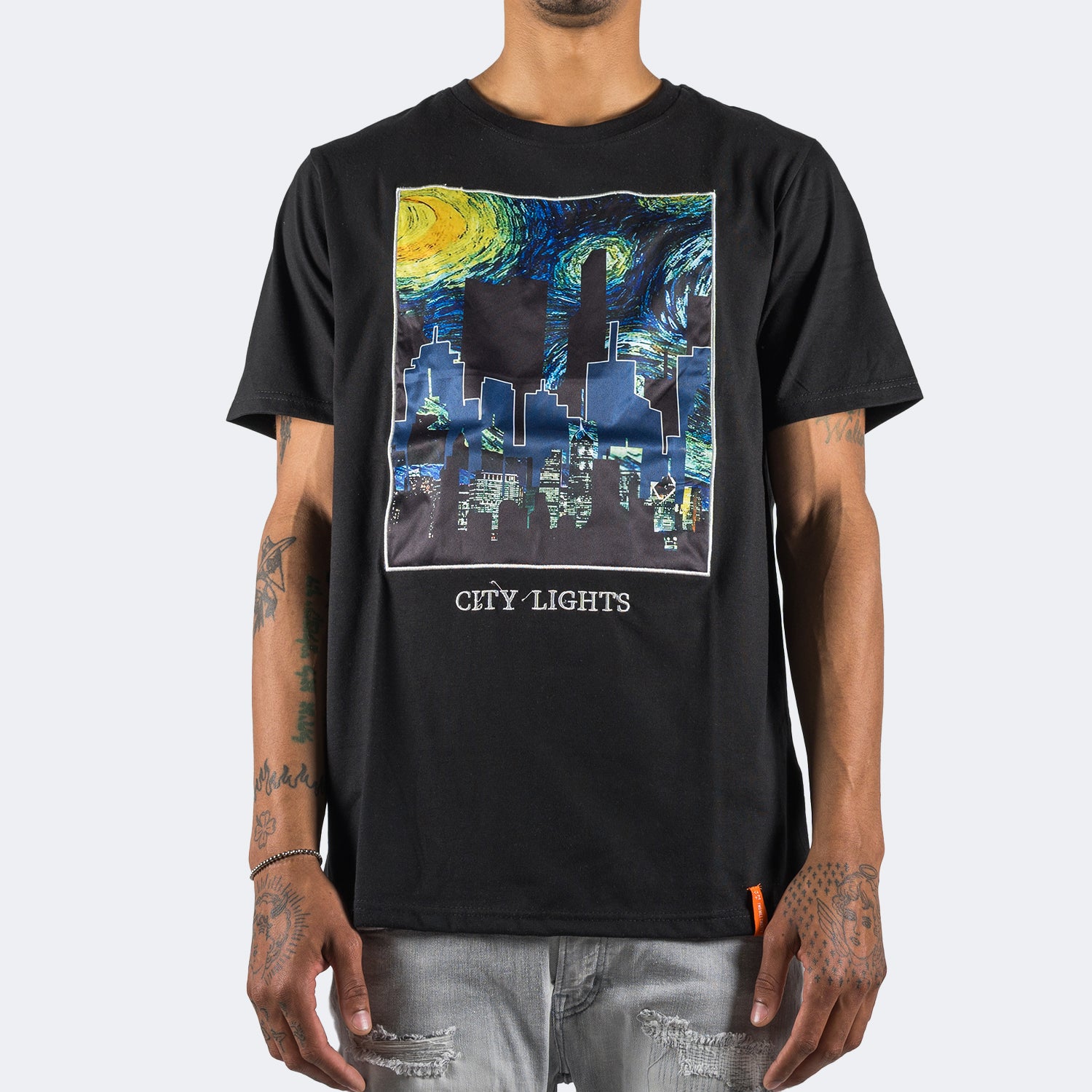 Men's TWO MILL TWENTY Starry City Lights Graphic Tee Black