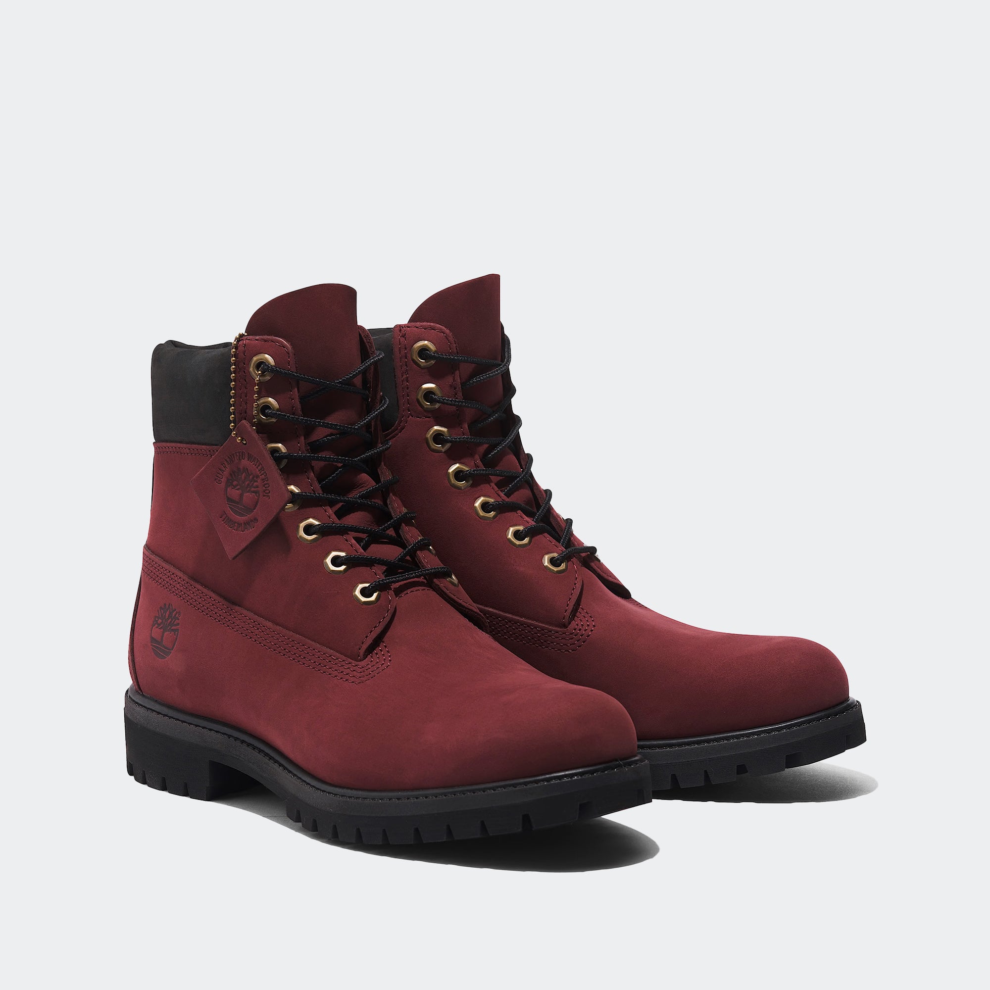 Men's Timberland Premium 6-Inch Waterproof Boots Burgundy Nubuck