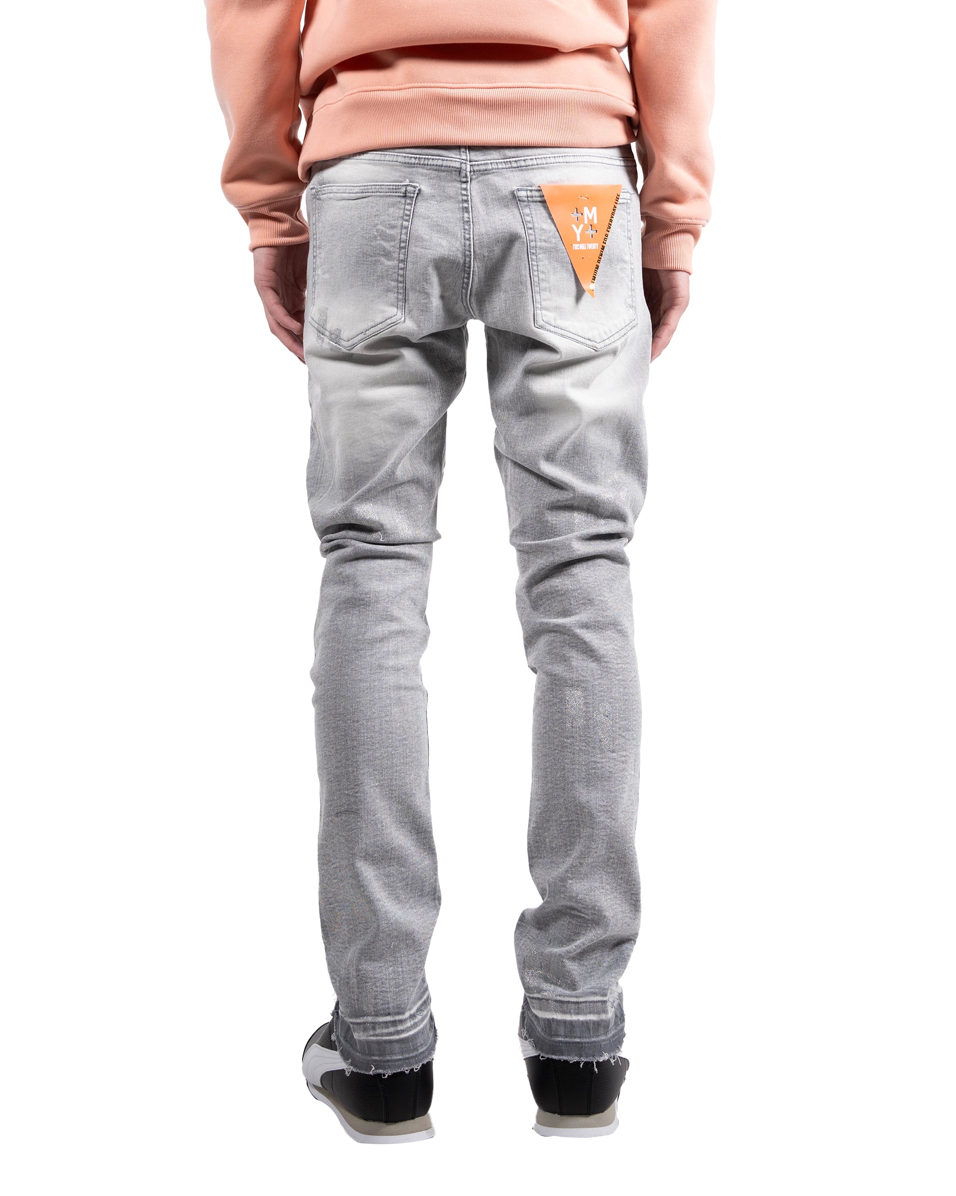 Men's TWO MILL TWENTY Silver Paint Skinny Jeans Grey