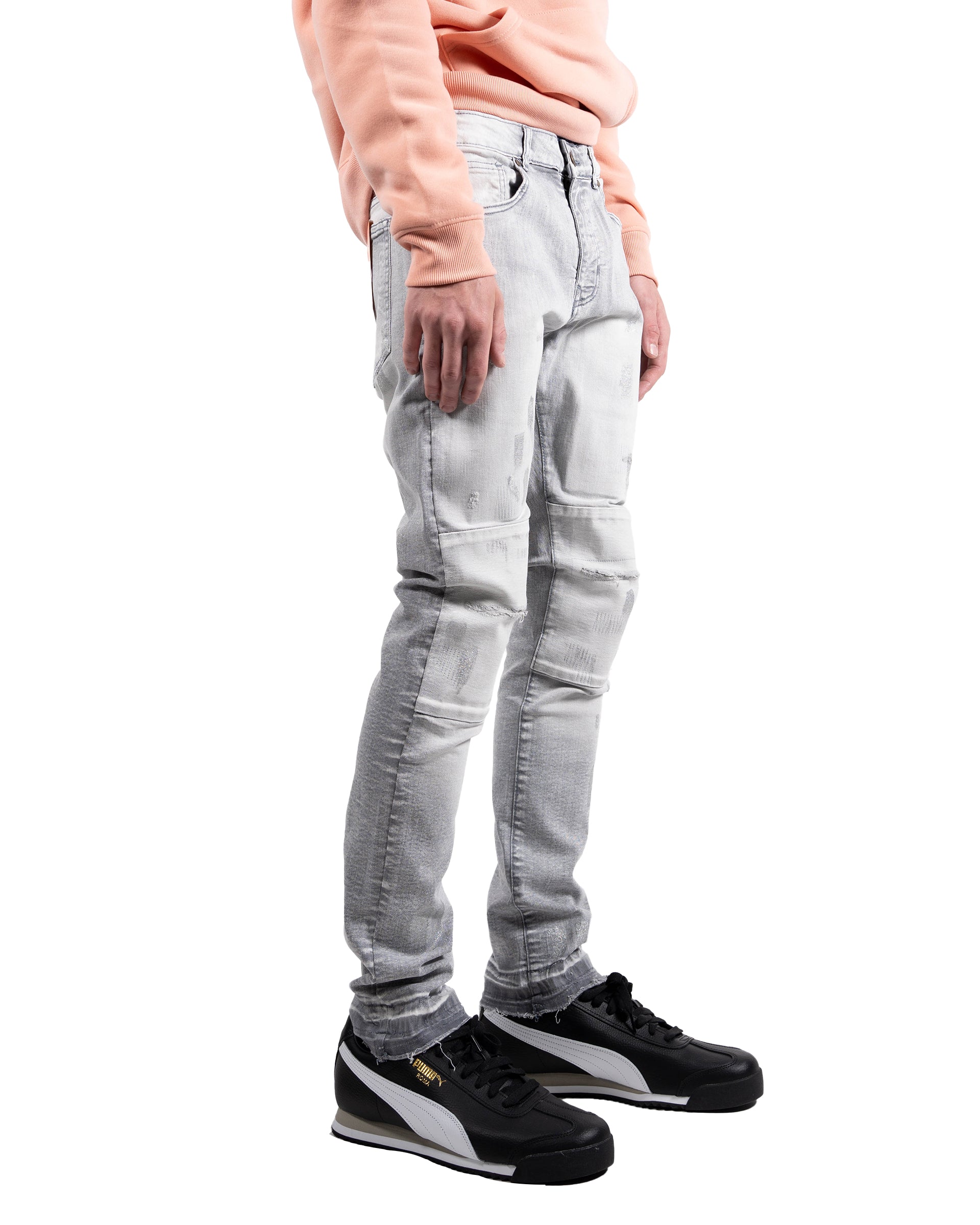 Men's TWO MILL TWENTY Silver Paint Skinny Jeans Grey