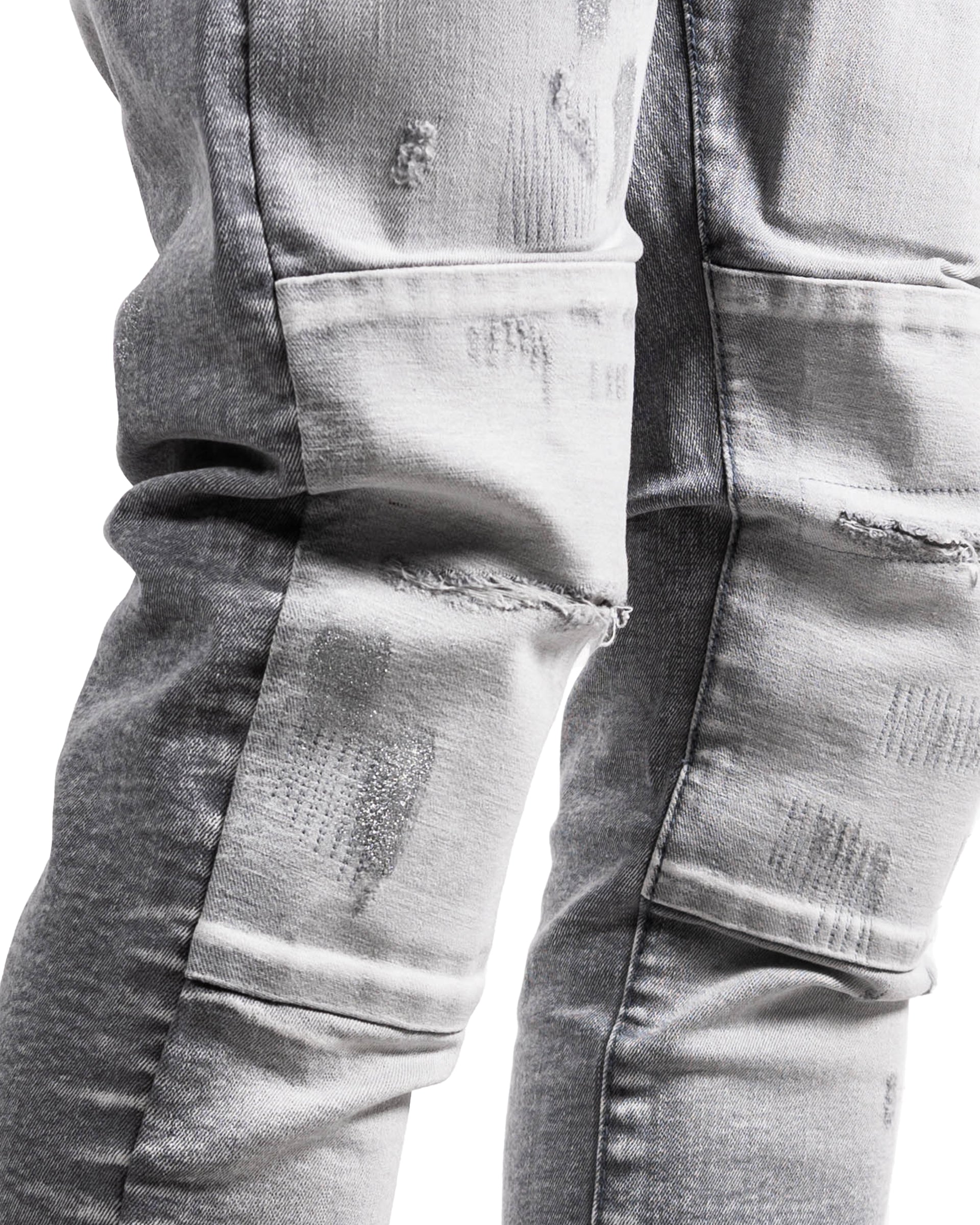 Men's TWO MILL TWENTY Silver Paint Skinny Jeans Grey