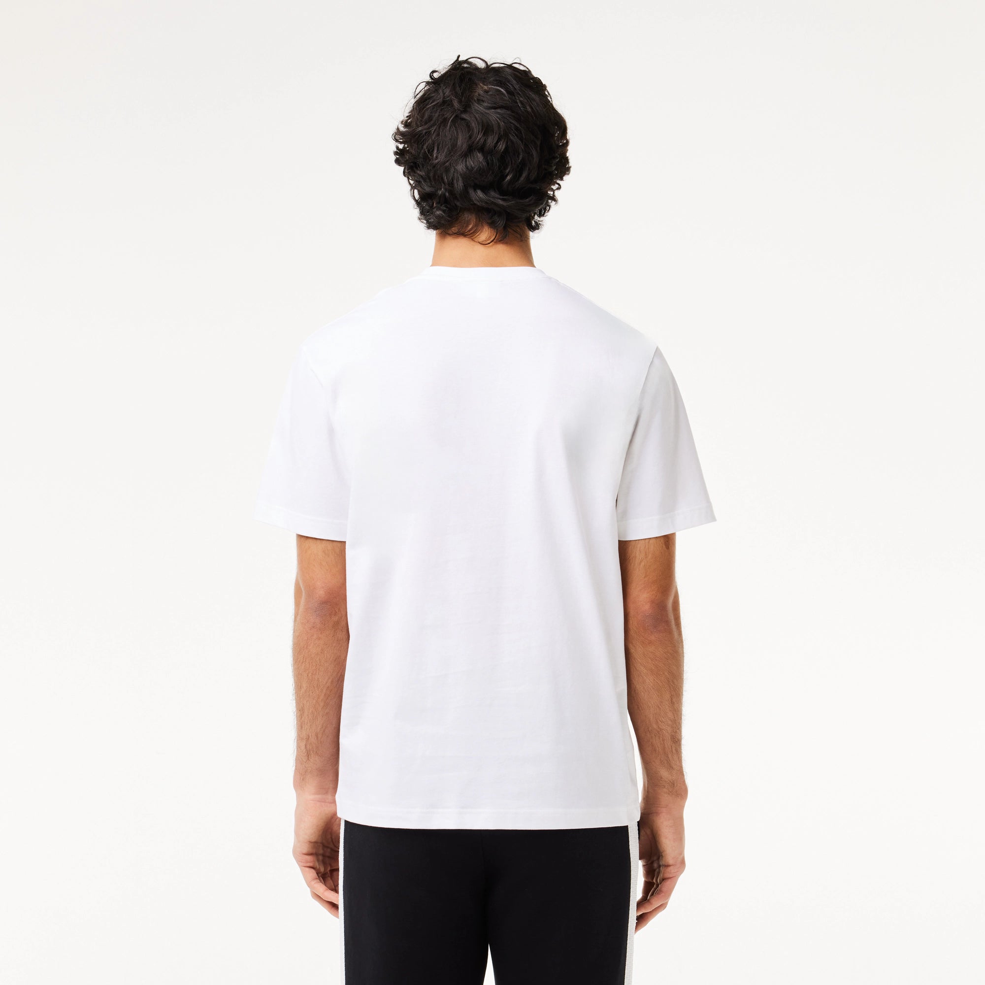 Men's Lacoste Cotton Contrast Print & Badge T-Shirt White