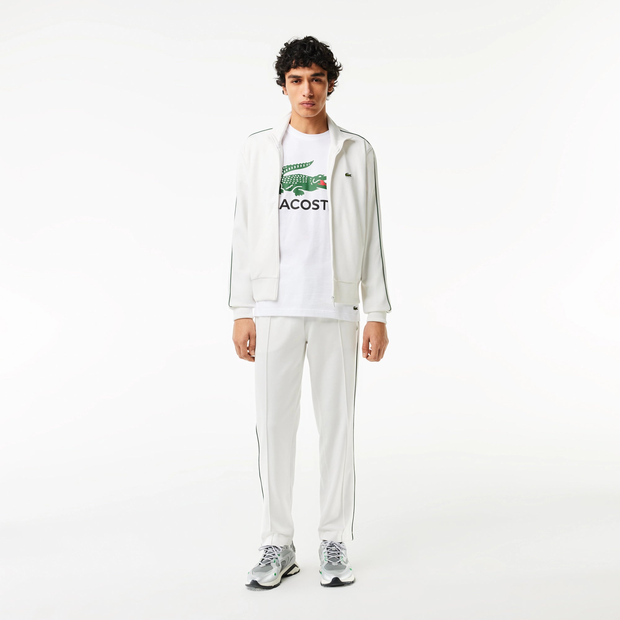 Men's Lacoste Cotton Jersey Signature Print T-Shirt White