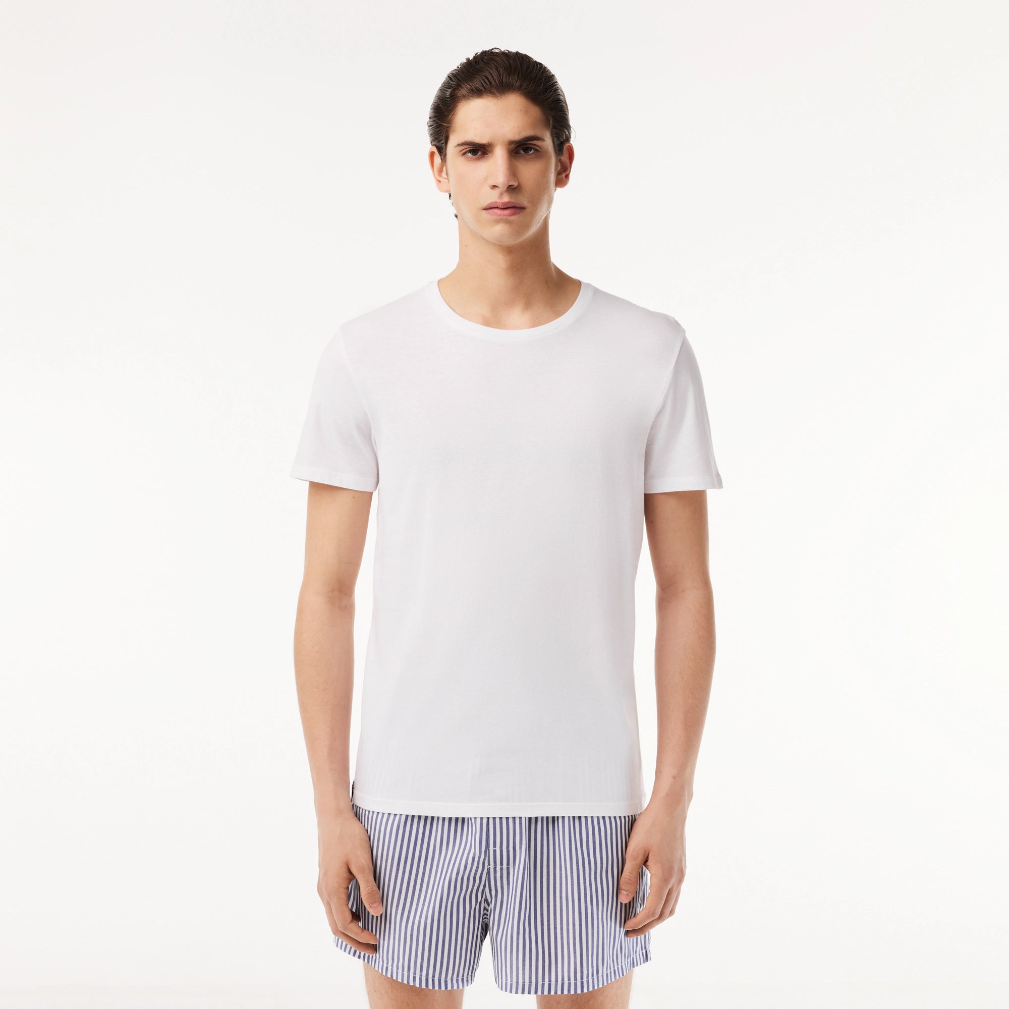Men's Lacoste Crew Neck Cotton T-Shirt White 3-Pack