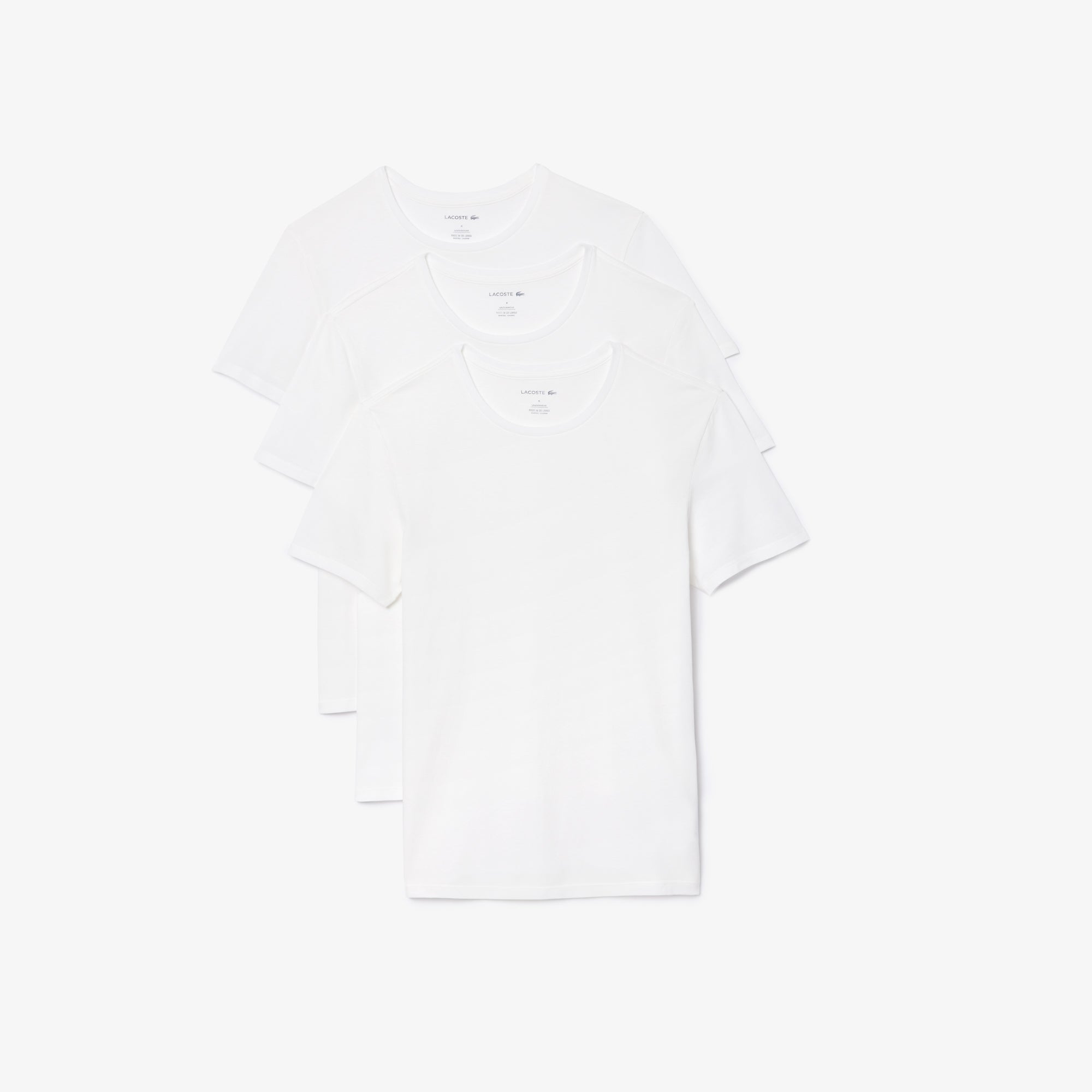 Men's Lacoste Crew Neck Cotton T-Shirt White 3-Pack
