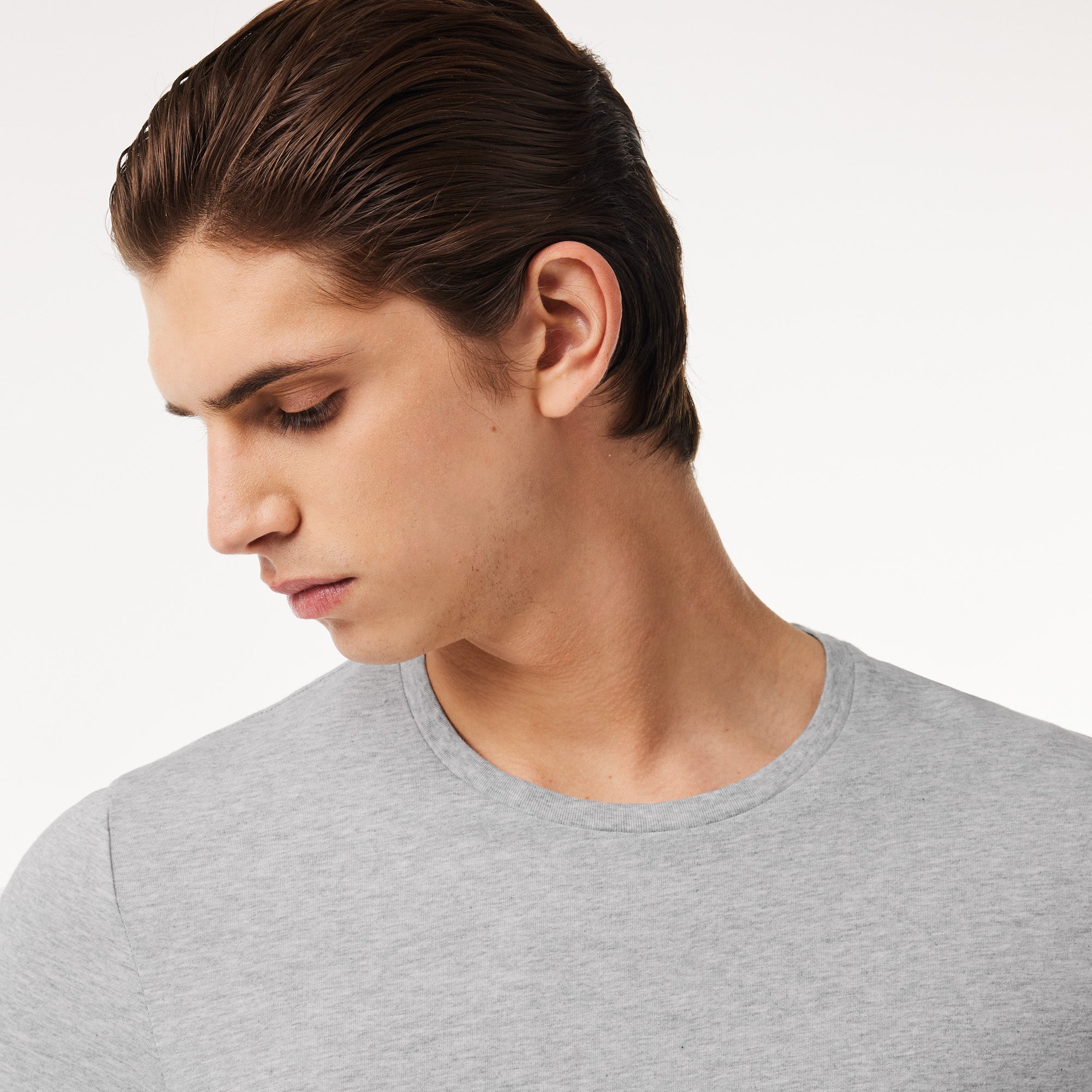 Men's Lacoste Crew Neck Cotton T-Shirt White Grey Black 3-Pack