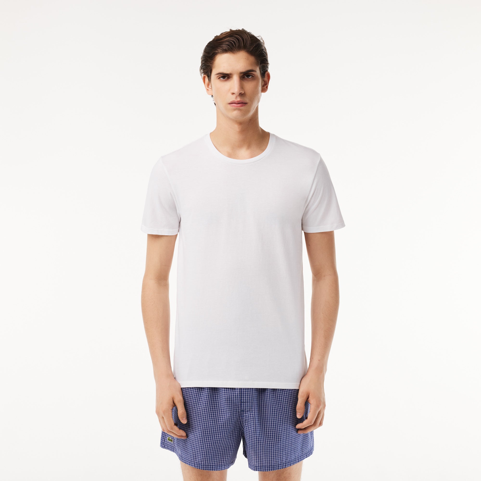 Men's Lacoste Crew Neck Cotton T-Shirt White Grey Black 3-Pack