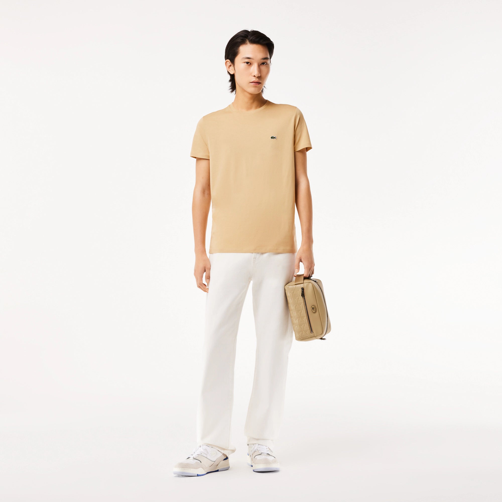 Men's Lacoste Crew Neck Pima Cotton Jersey T-Shirt Beige