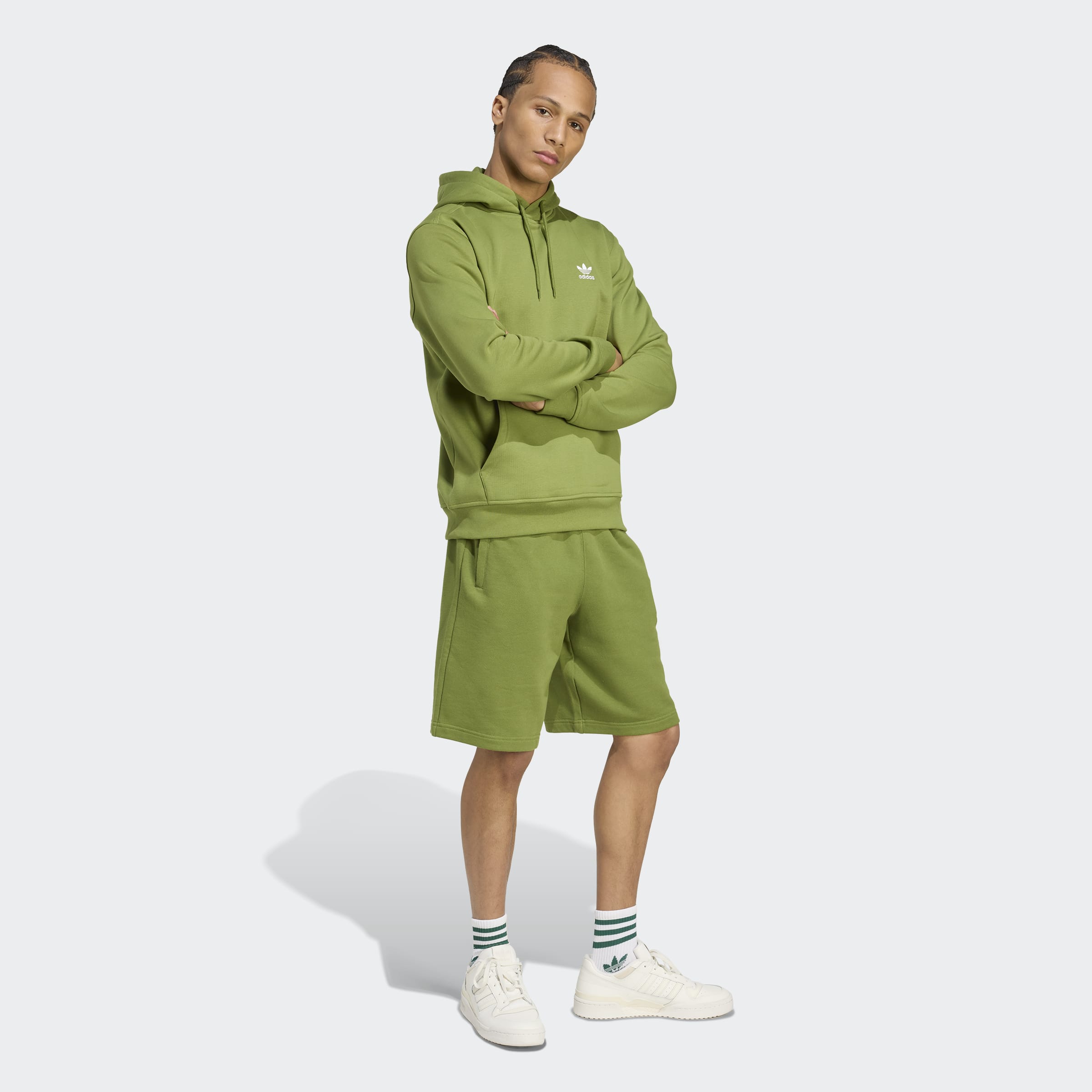 Men's adidas Originals Trefoil Essentials Hoodie Tech Olive