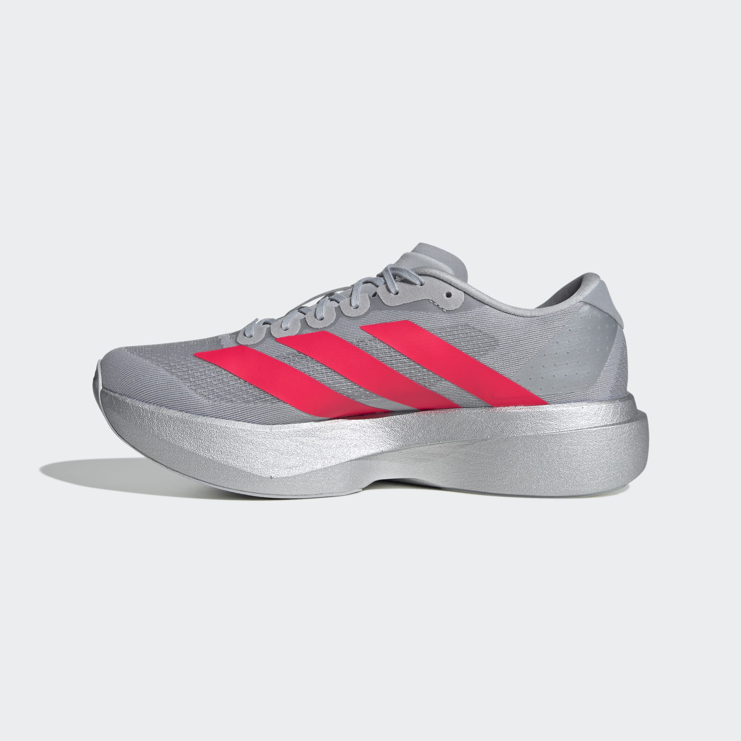 Men's adidas Running Adizero Evo SL Shoes Silver Metallic / Lucid Red