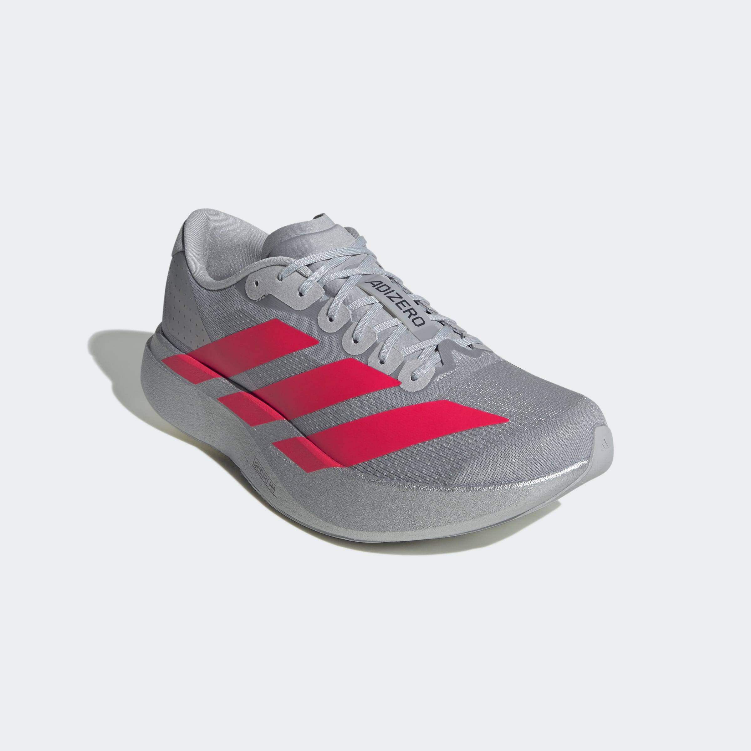 Men's adidas Running Adizero Evo SL Shoes Silver Metallic / Lucid Red