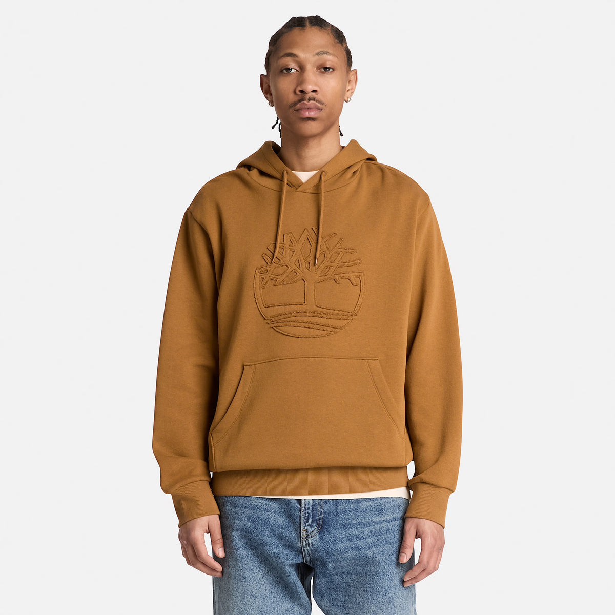 Men's Timberland Wareham Tree Logo Patch Hoodie Dark Wheat