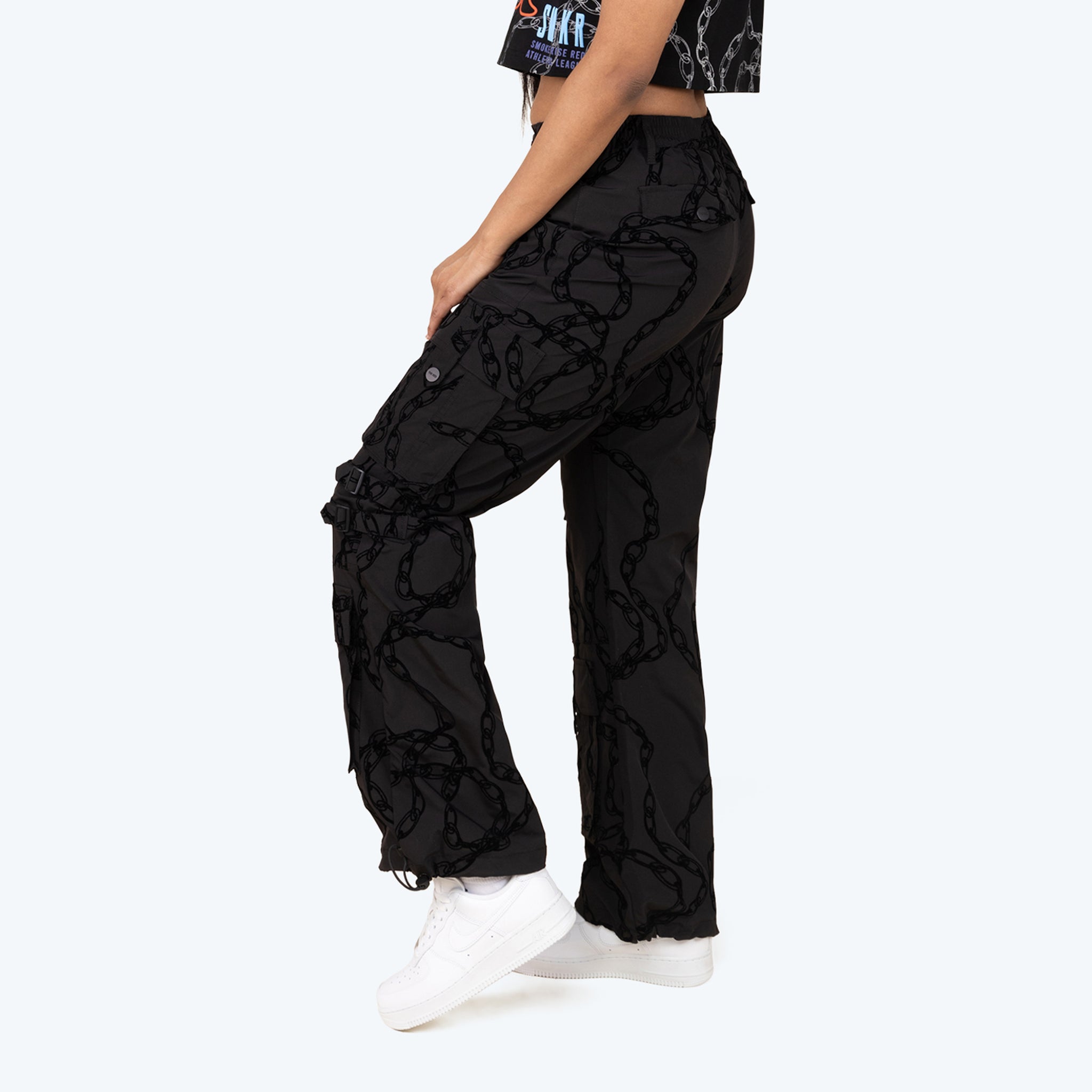 Women's Smoke Rise Wide Utility Windbreaker Pants Black