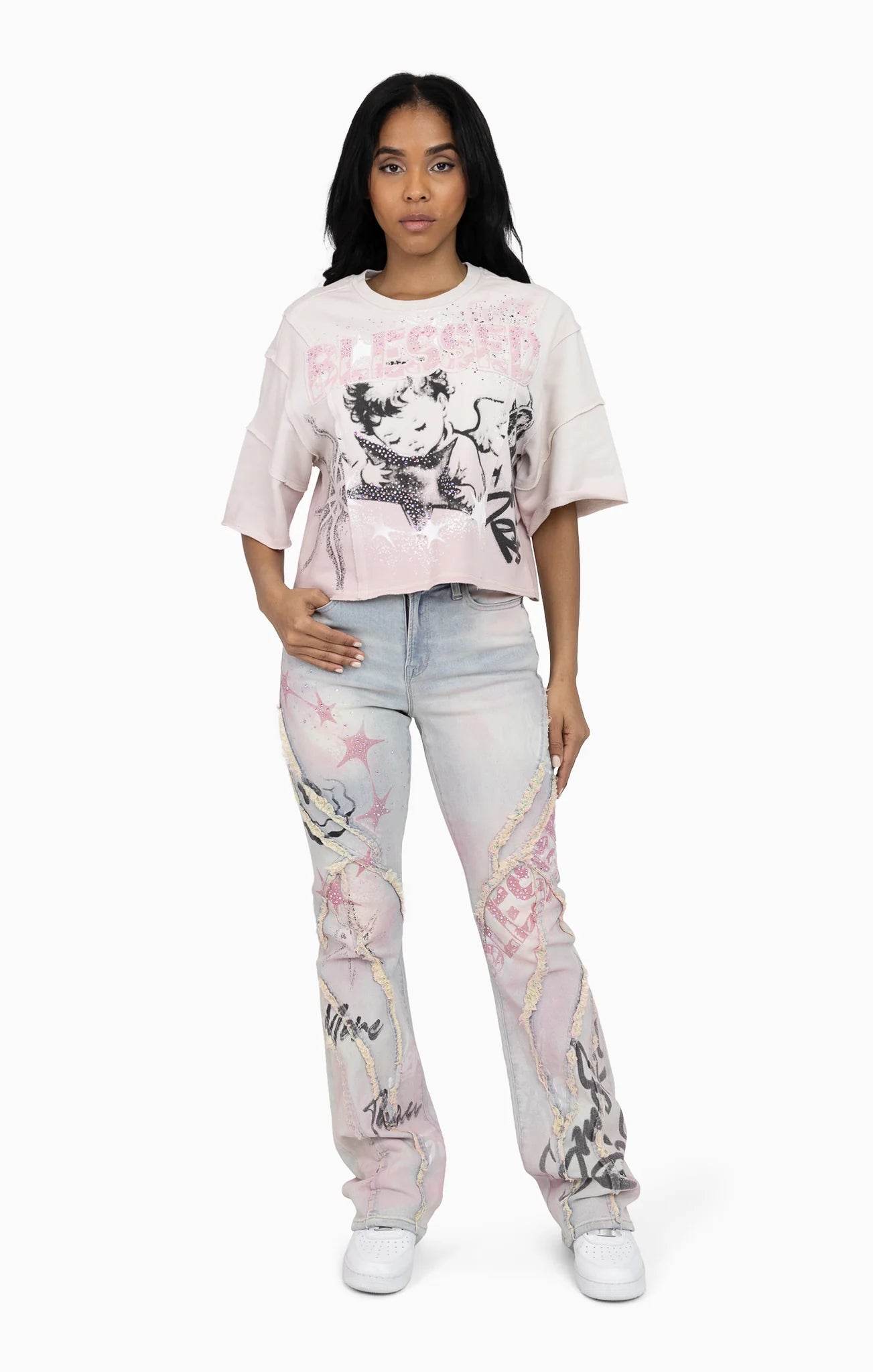 Women's Smoke Rise Oversprayed Cutline Denim Pants Anise Blue