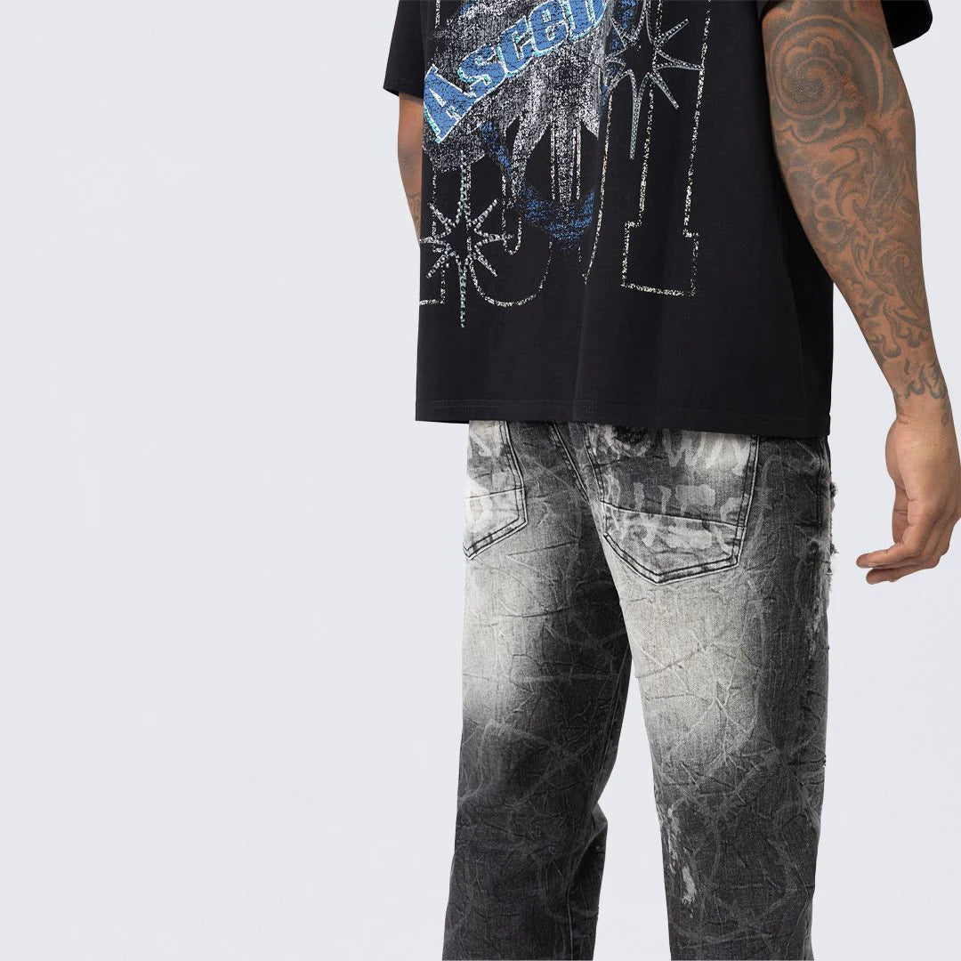 Men's Smoke Rise Long Straight Dystopia Jeans Villa Black