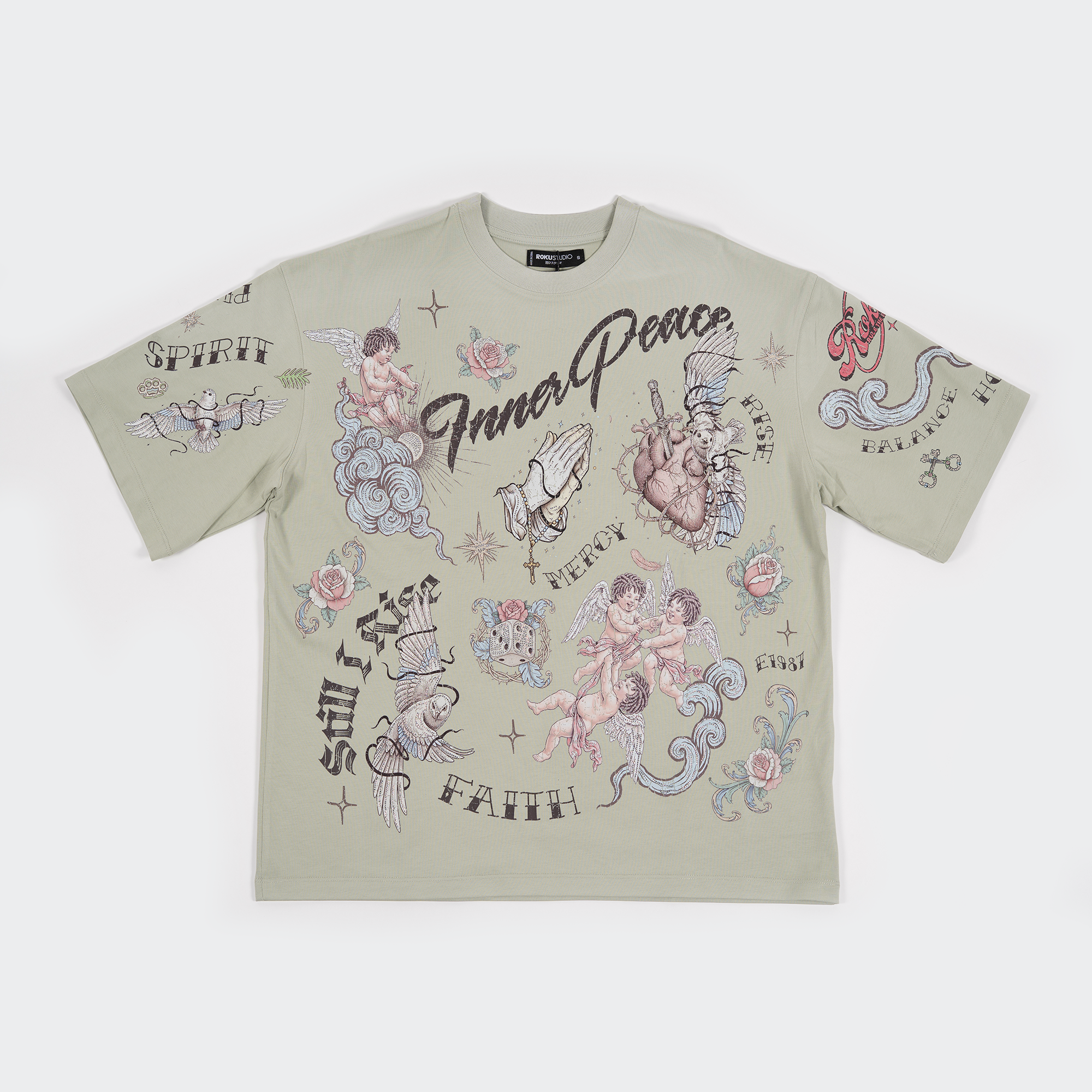 Men's Roku Studio Faith Faded Relaxed Fit T-Shirt Moss