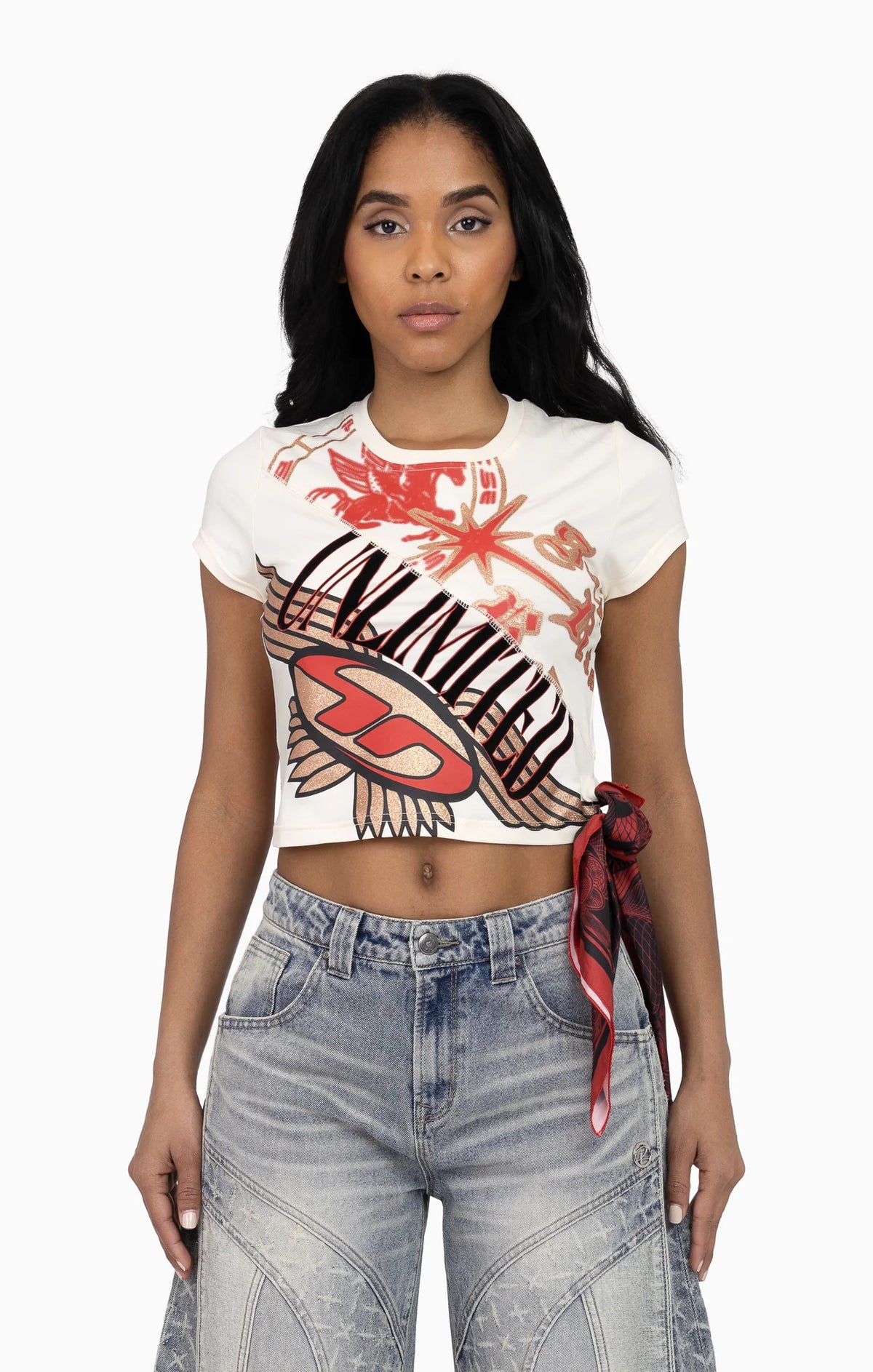 Women's Smoke Rise Glitter Printed Bandana Tee Turtle Dove
