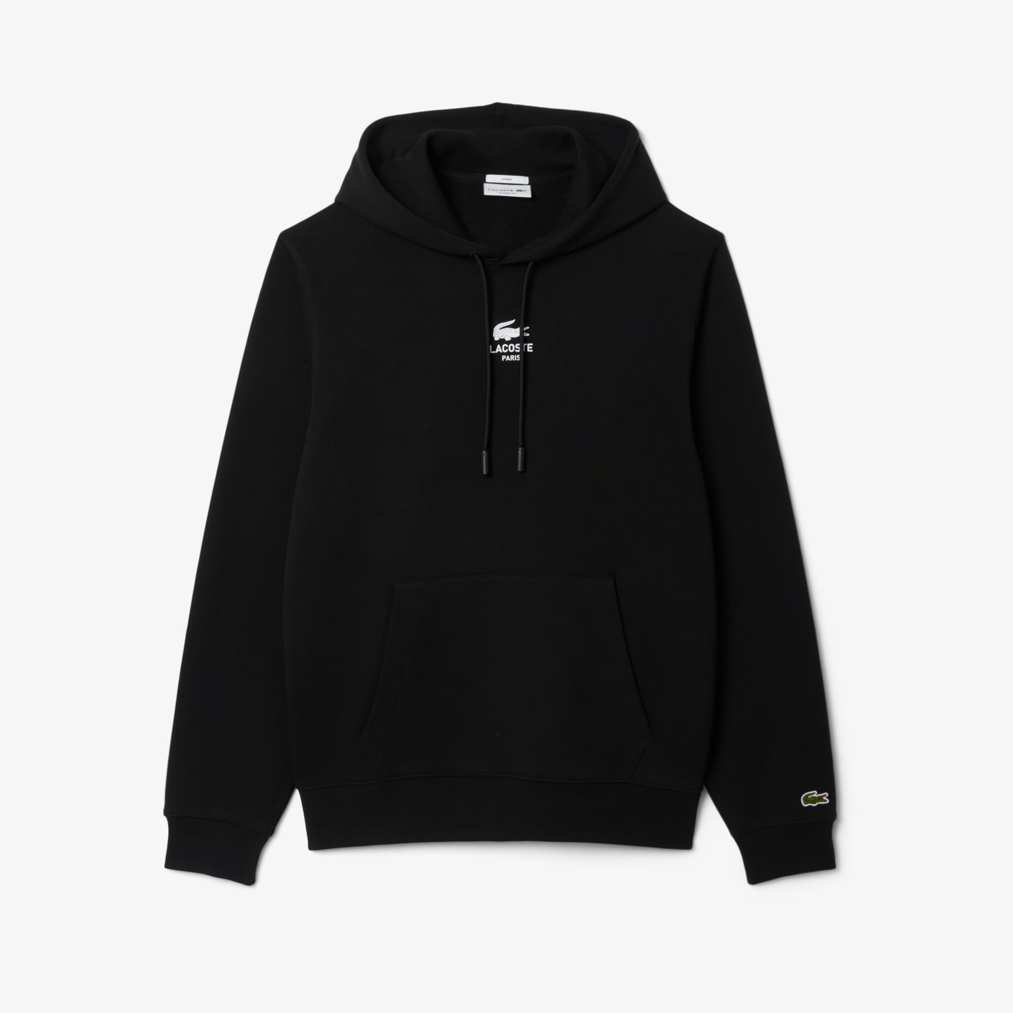 Unisex Lacoste Signature Print Hoodie Black