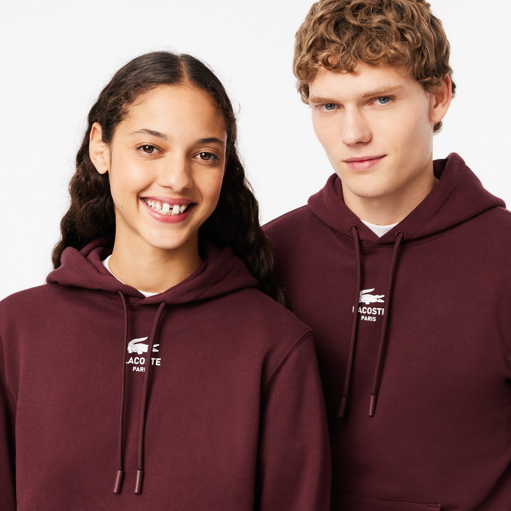 Unisex Lacoste Print Hoodie Bordeaux Dark