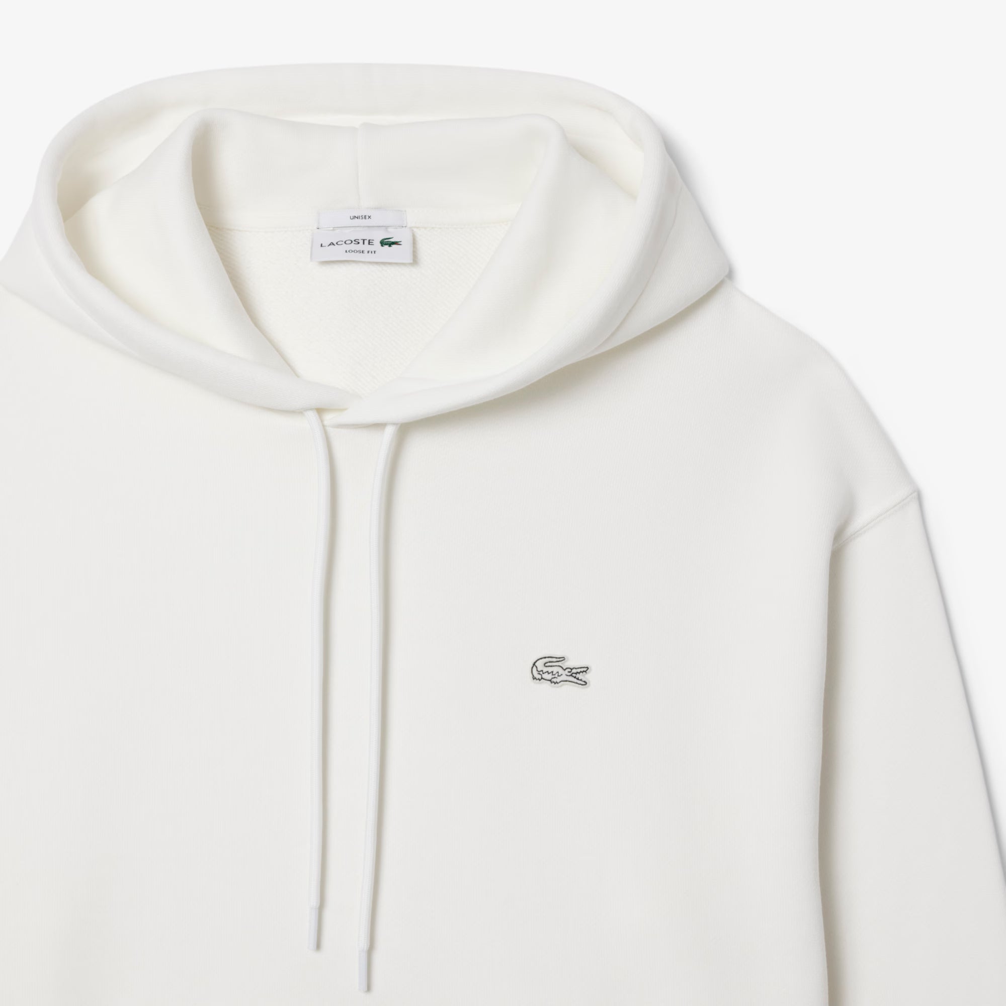 Unisex Lacoste Heavy Fleece Hoodie White
