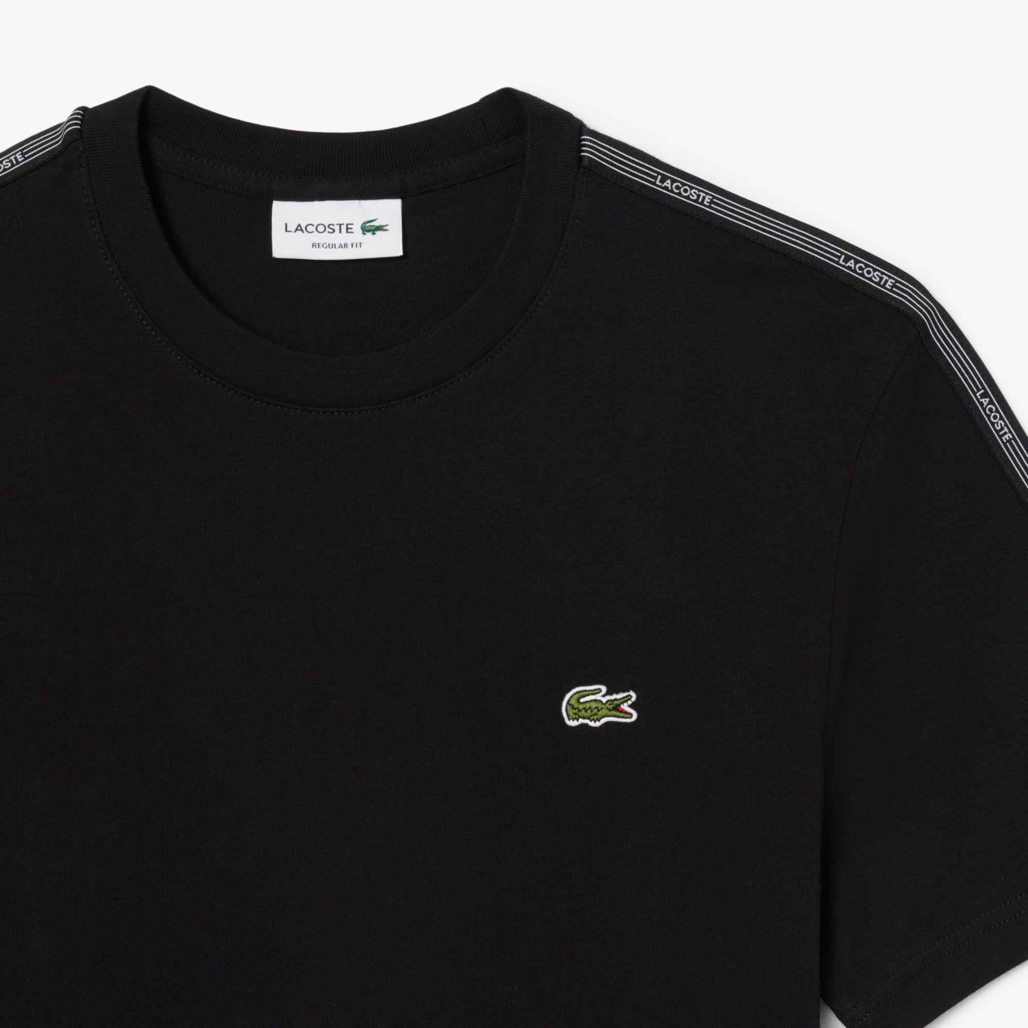 Men's Lacoste Branded Stripe Band T-Shirt Black