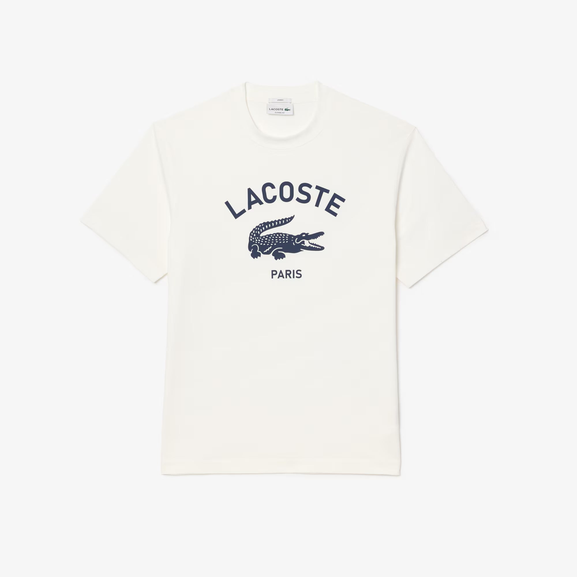Unisex Lacoste Signature Print Cotton T-Shirt White