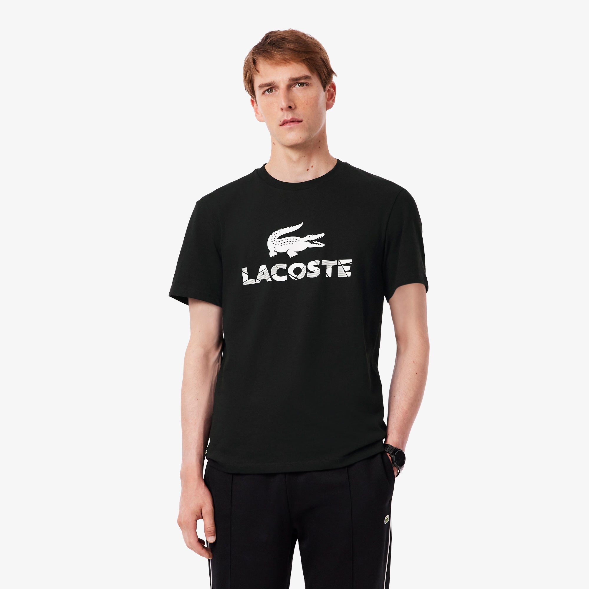 Unisex Lacoste Graphic Print T-Shirt Black