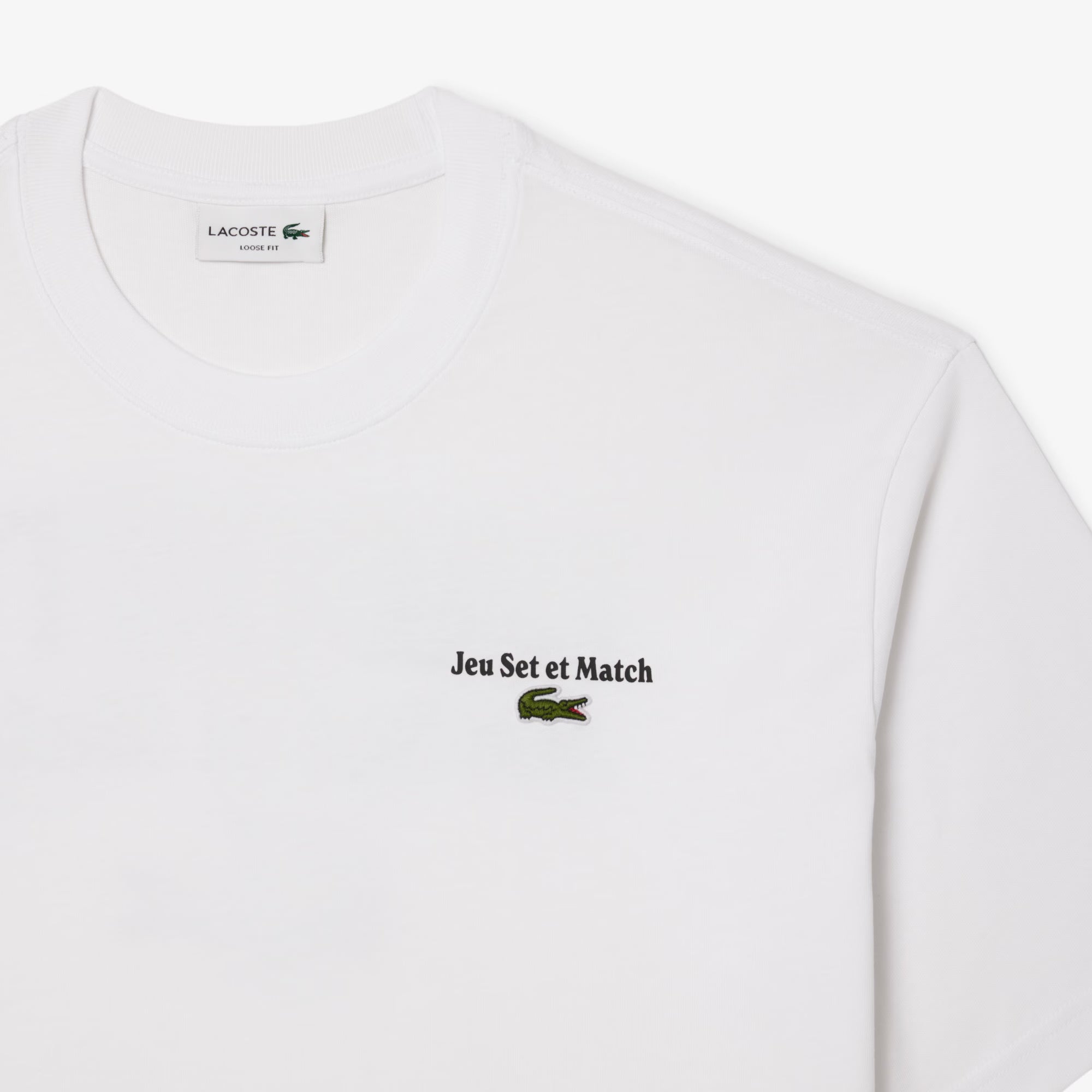 Men's Lacoste Loose Fit Heavy Jersey Printed T-Shirt White