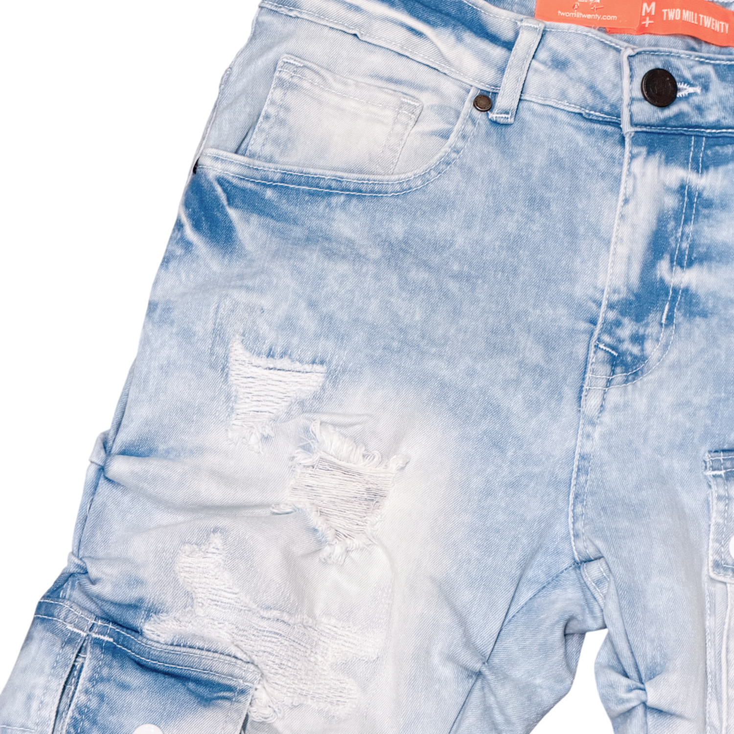 Men's TWO MILL TWENTY Cargo Skinny Stacked Jeans Ice Blue