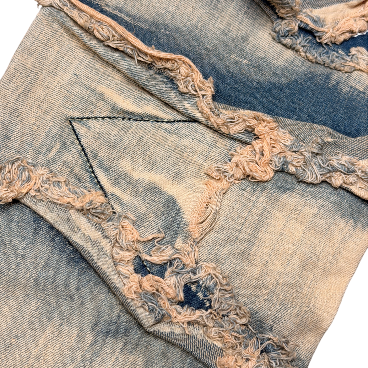 Men's TWO MILL TWENTY Frayed Slashed Boot Cut Jeans Antique