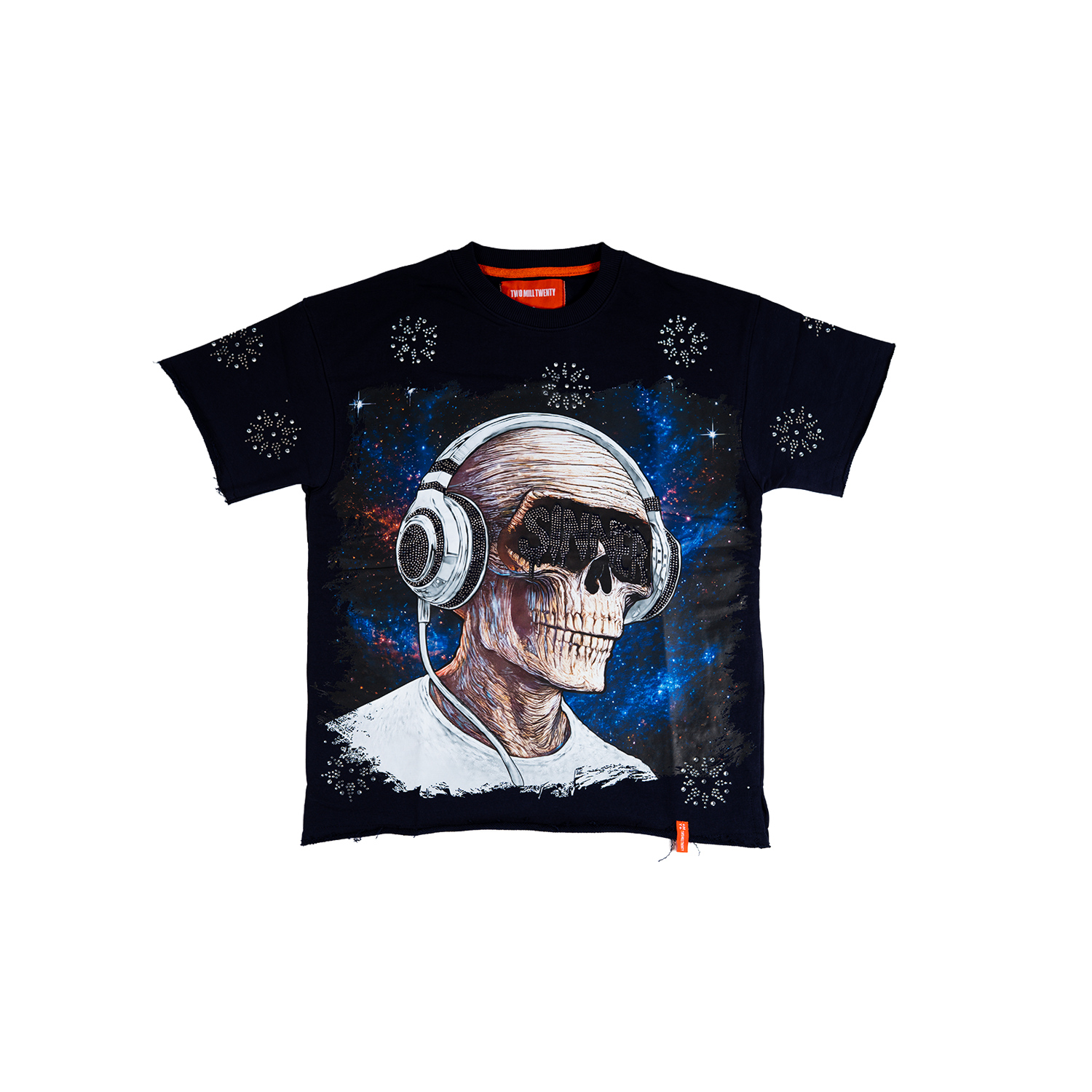 Men's TWO MILL TWENTY Skull in Headphones T-Shirt Navy