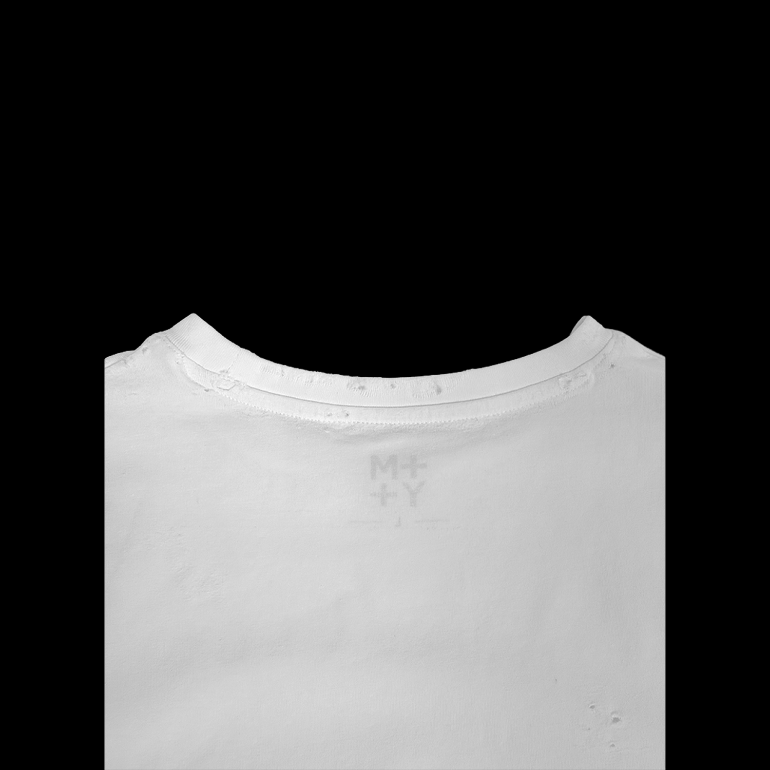 Men's TWO MILL TWENTY Cropped Distressed Raw Hem EZ Tee White