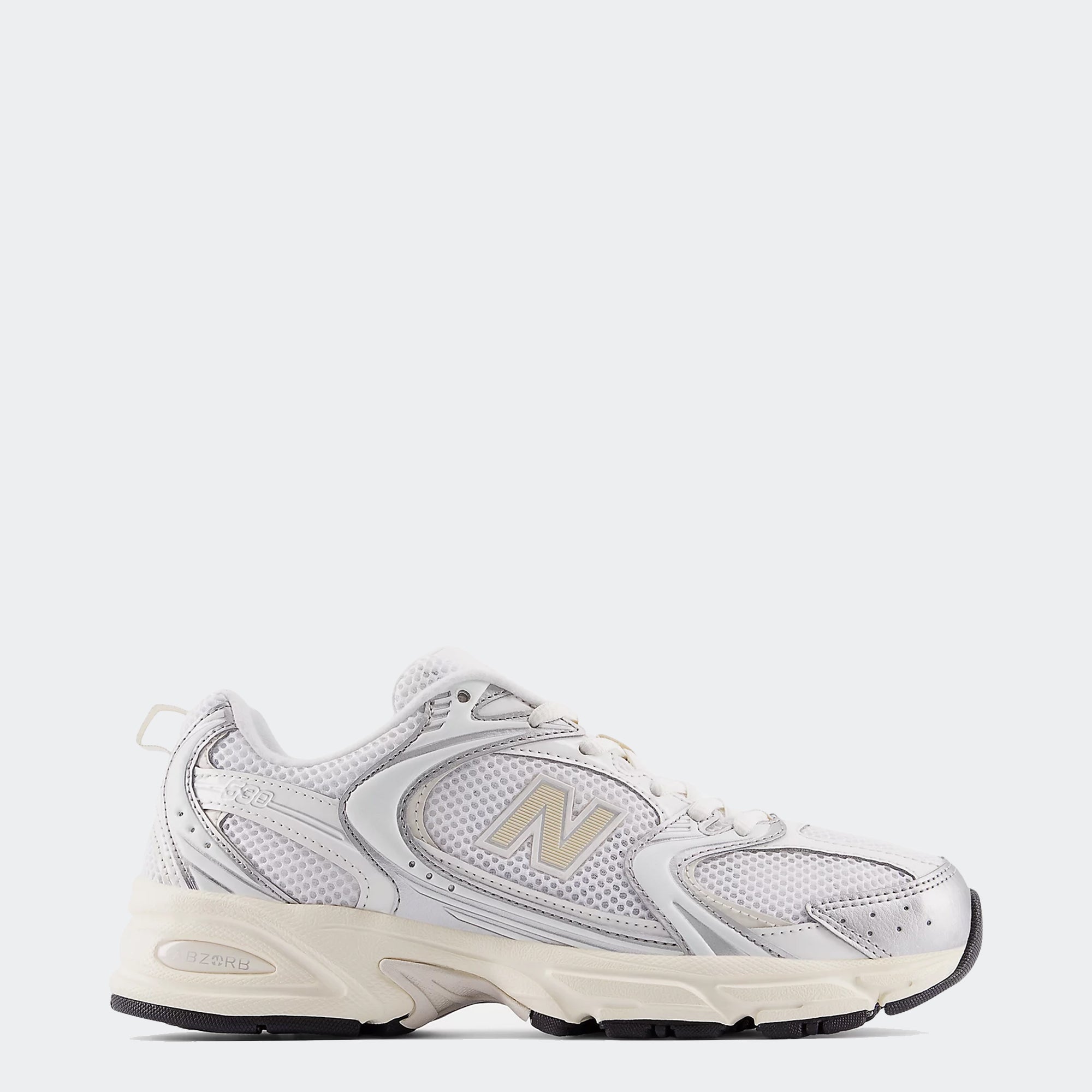 Unisex New Balance 530 Shoes Silver Metallic with Linen