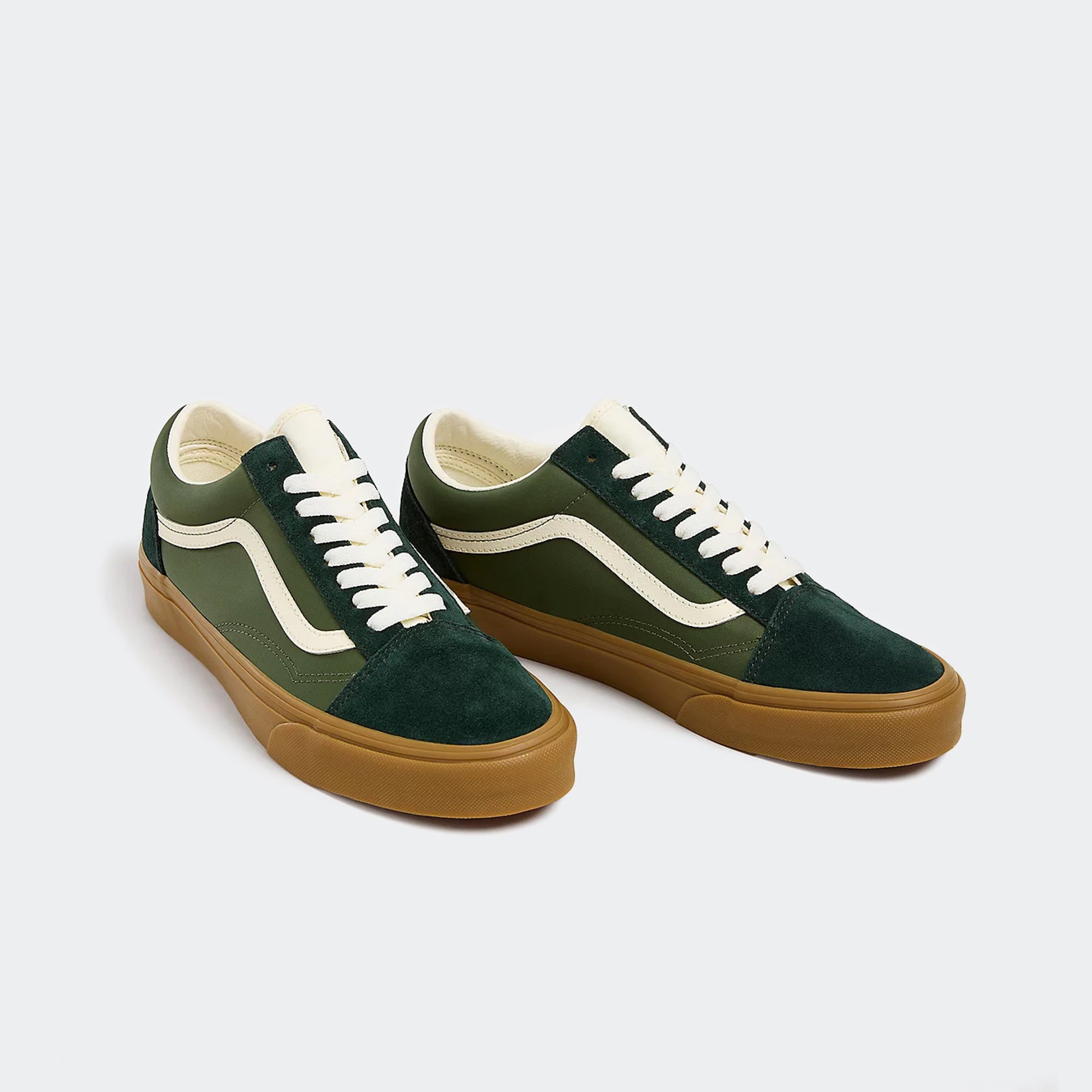 Men's Vans Canvas Old Skool Shoes Sporty Green Gum