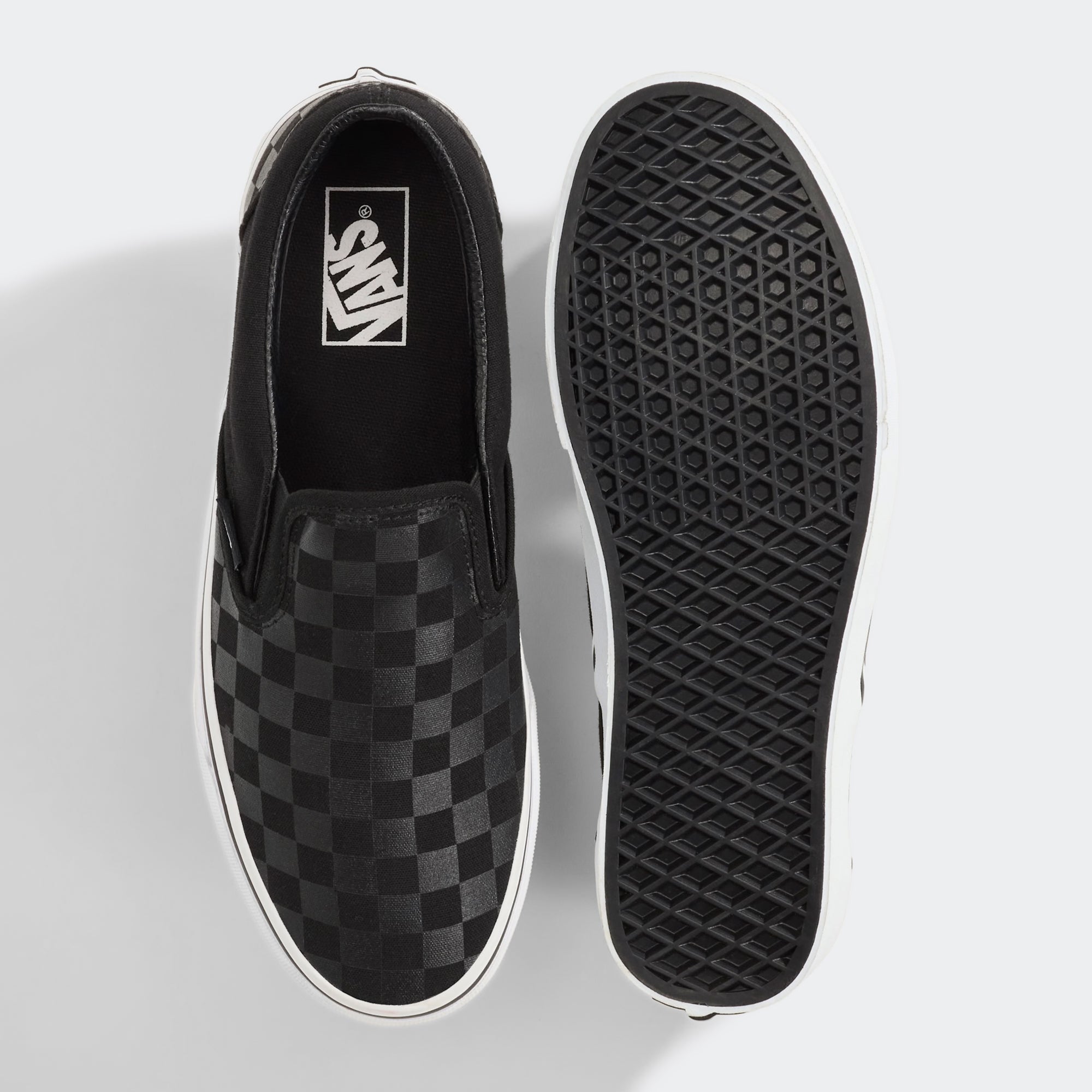 Men's Vans Classic Slip-On Checkerboard Shoes Black