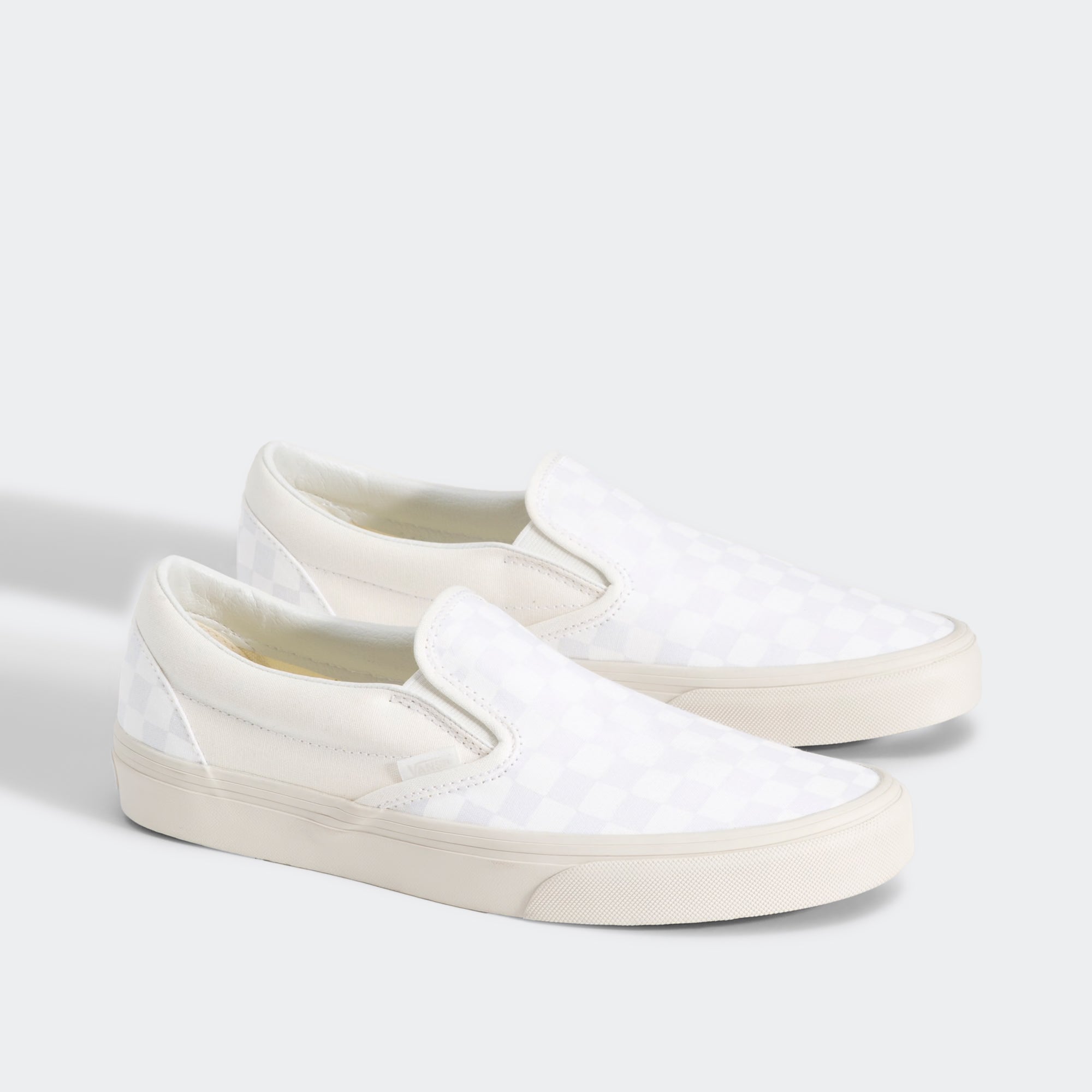 Unisex Vans Classic Slip-On Checkerboard Shoes Blanc De Blanc White