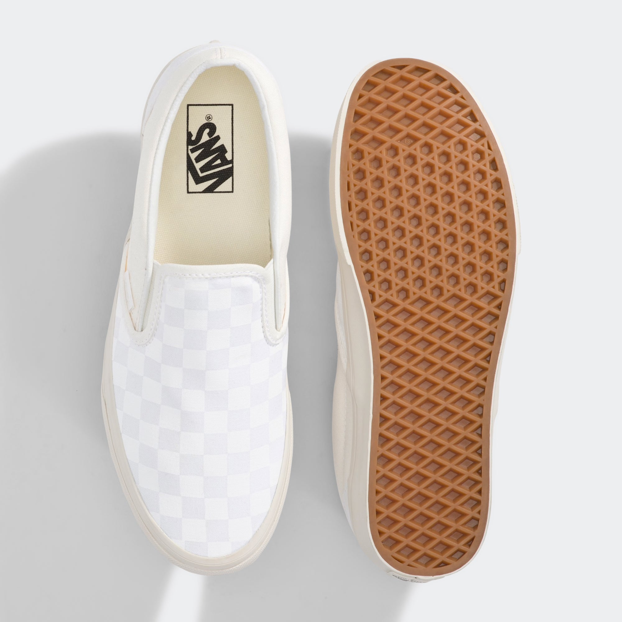 Unisex Vans Classic Slip-On Checkerboard Shoes Blanc De Blanc White