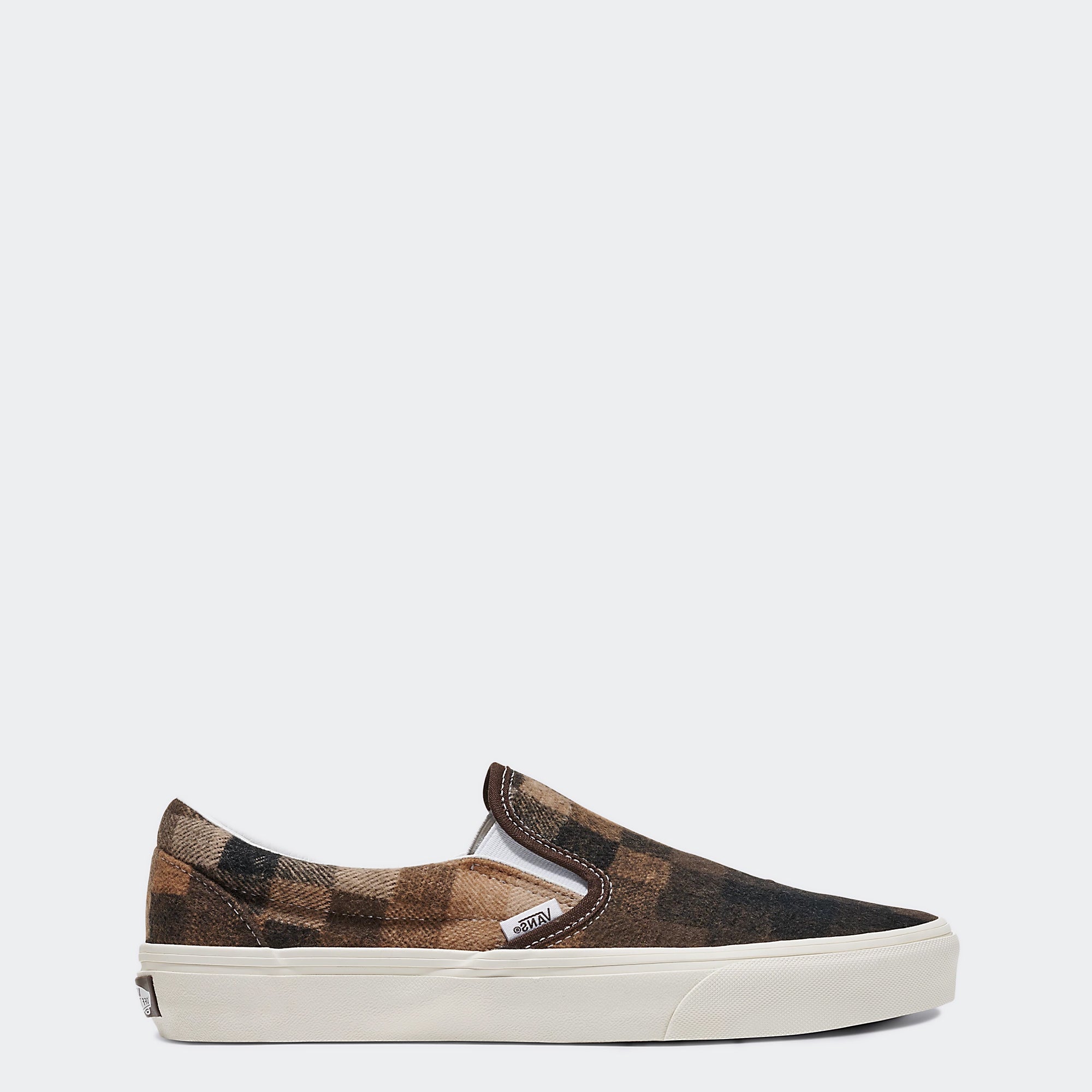 Unisex Vans Classic Slip-On Checkerboard Shoes Sweater Brown